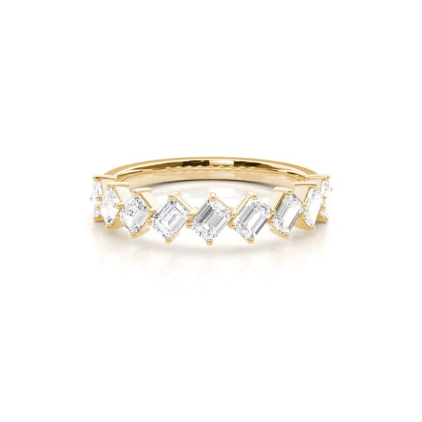 Scalloped Emerald-Shaped Diamond Half Eternity Ring