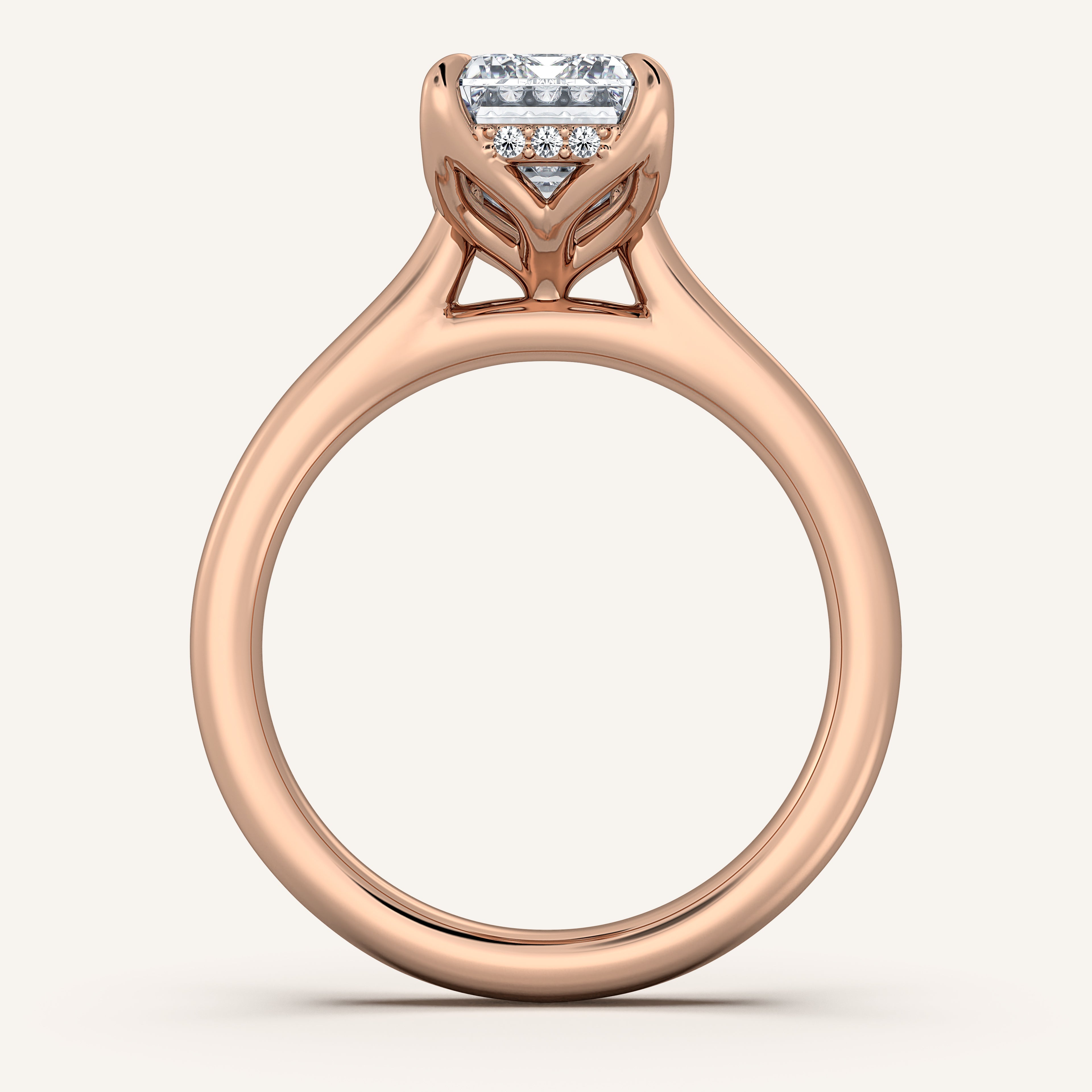 shape: Emerald | metal: Rose Gold | view: 4