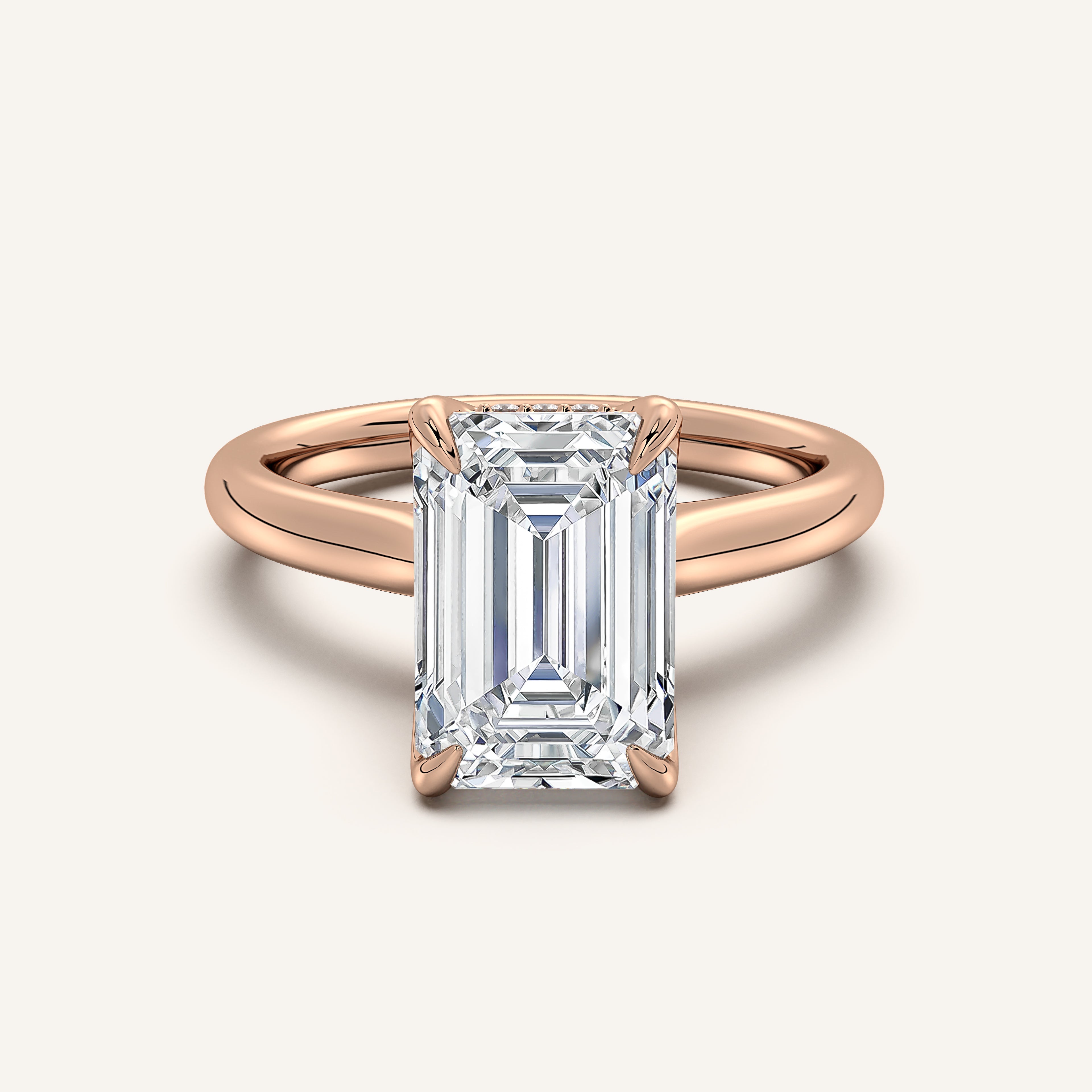 shape: Emerald | metal: Rose Gold | view: 1