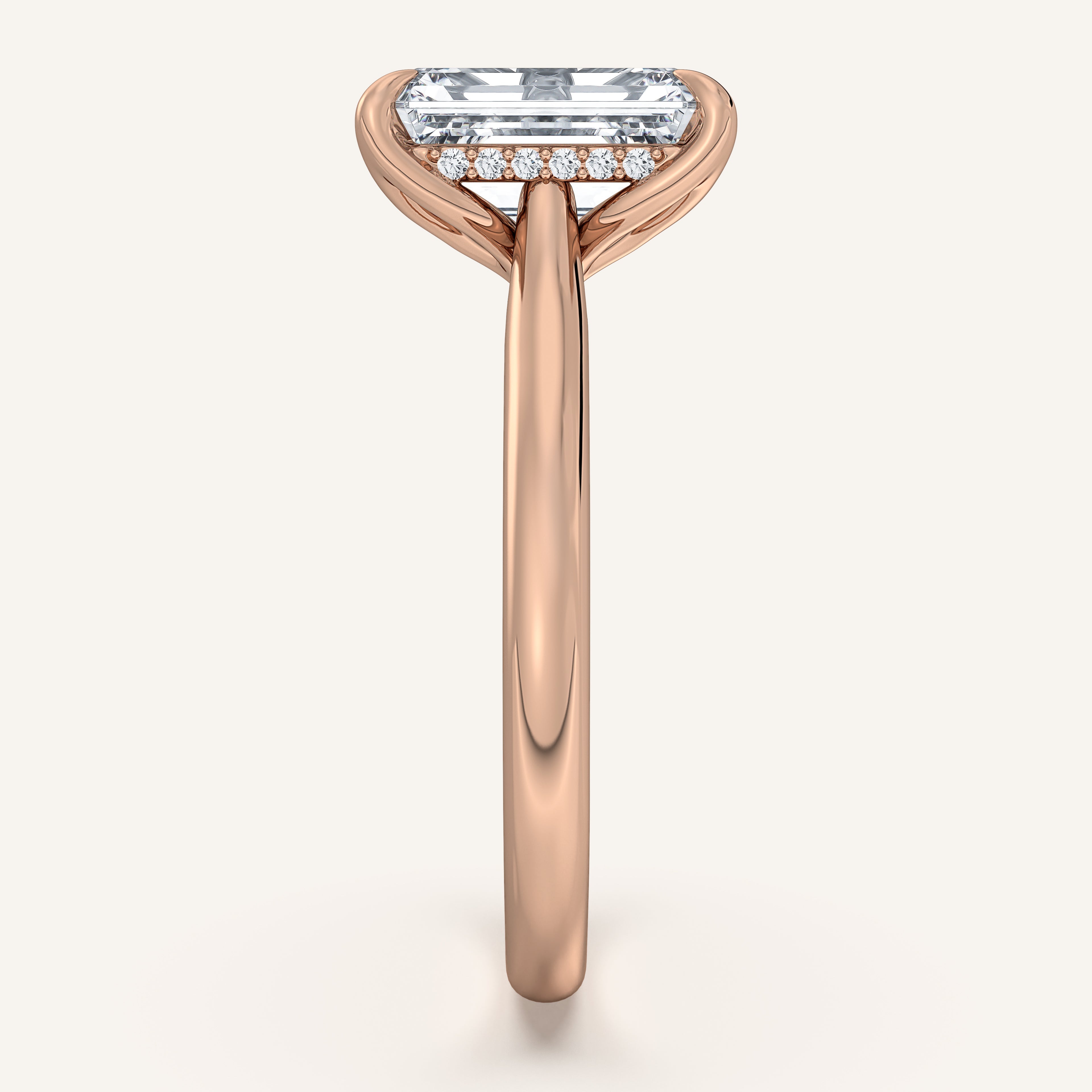 shape: Emerald | metal: Rose Gold | view: 3