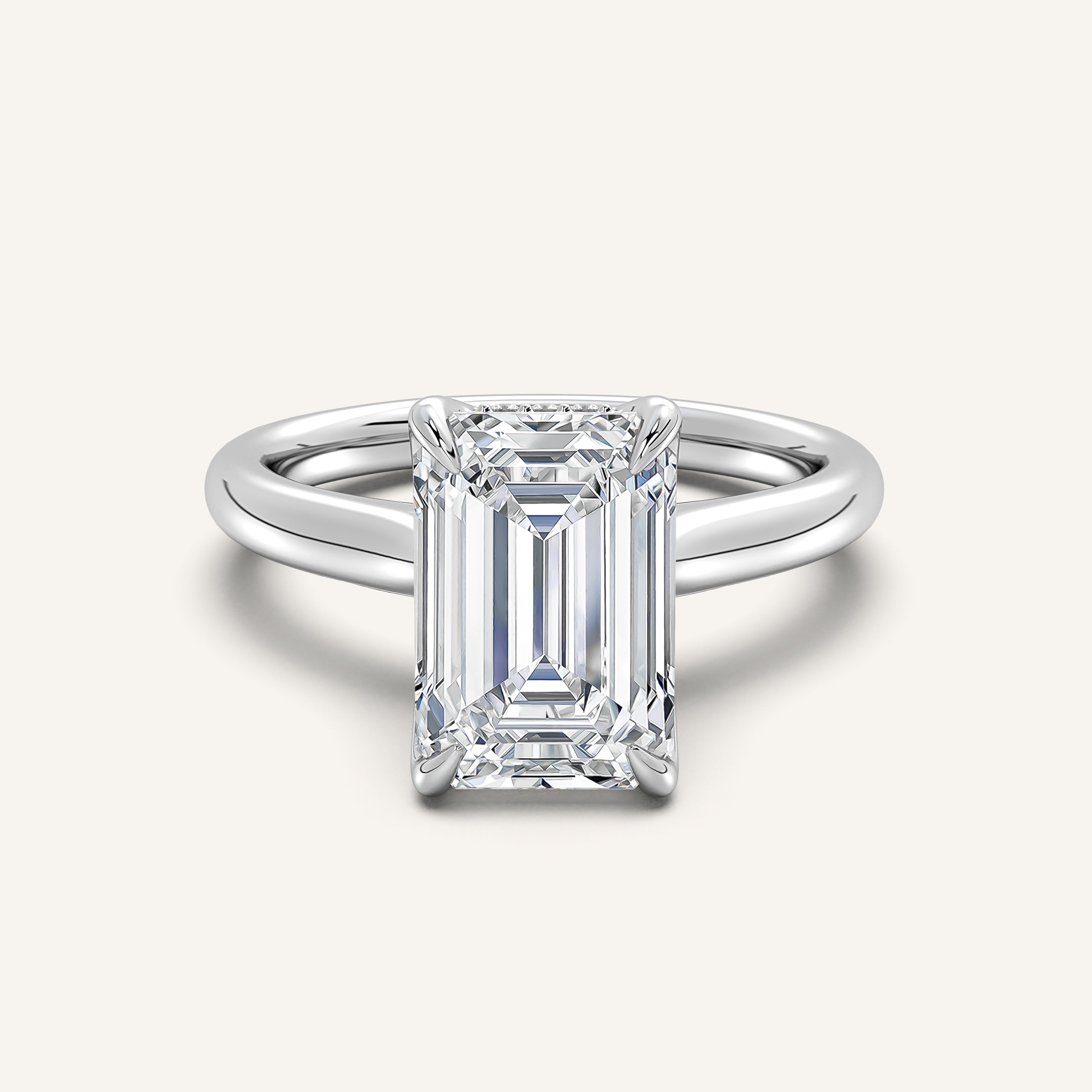shape: Emerald | metal: White Gold, Platinum | view: 1