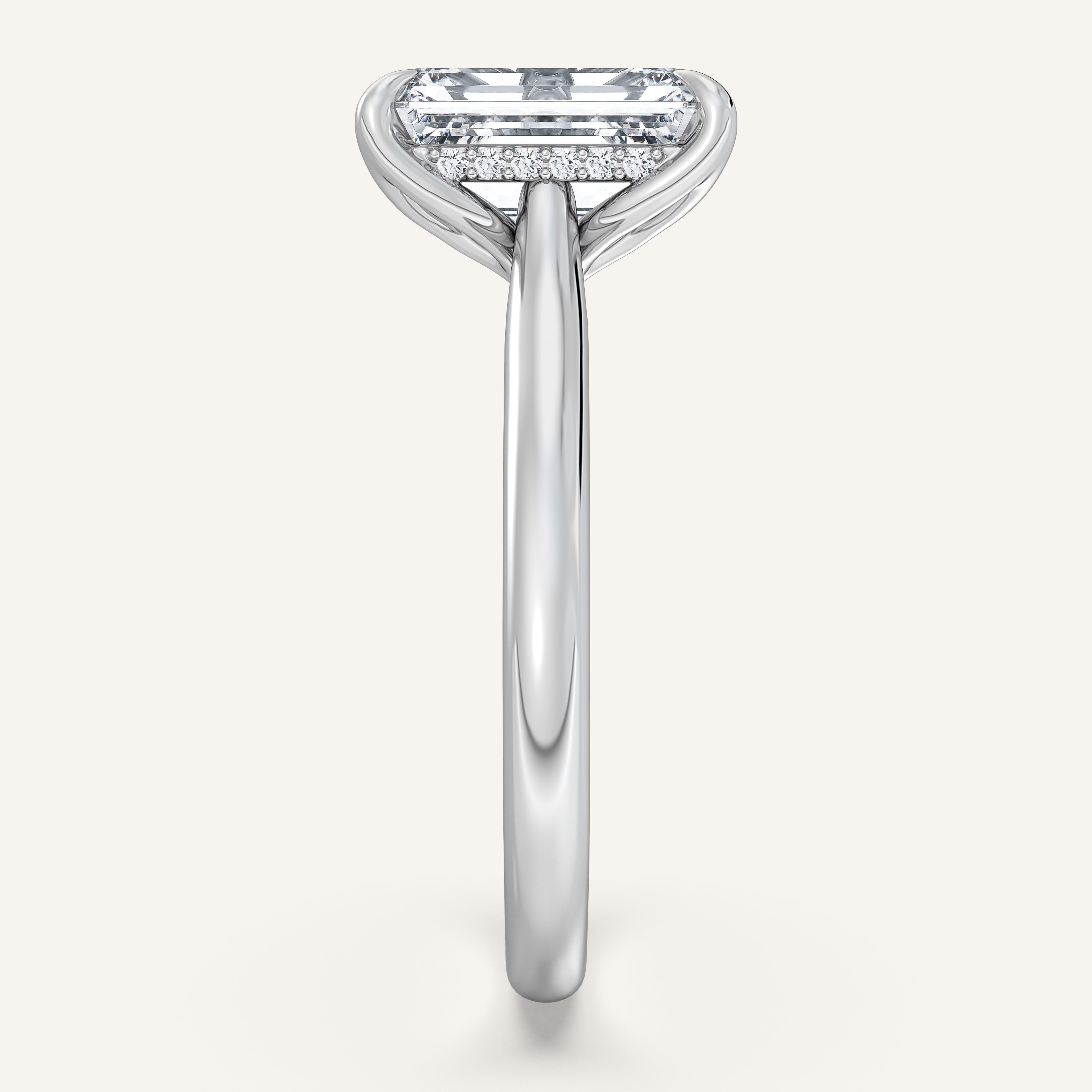 shape: Emerald | metal: White Gold, Platinum | view: 3