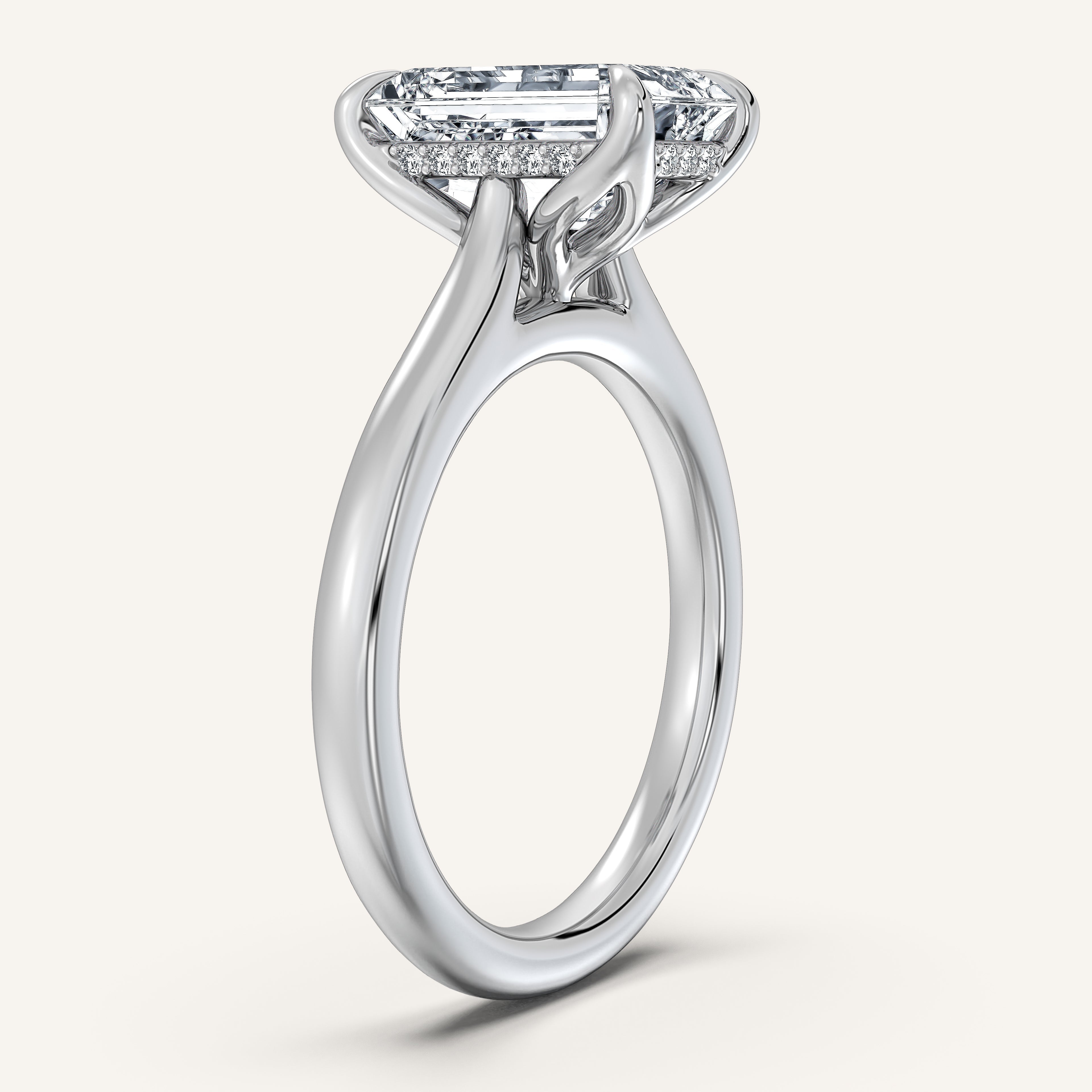 shape: Emerald | metal: White Gold, Platinum | view: 2