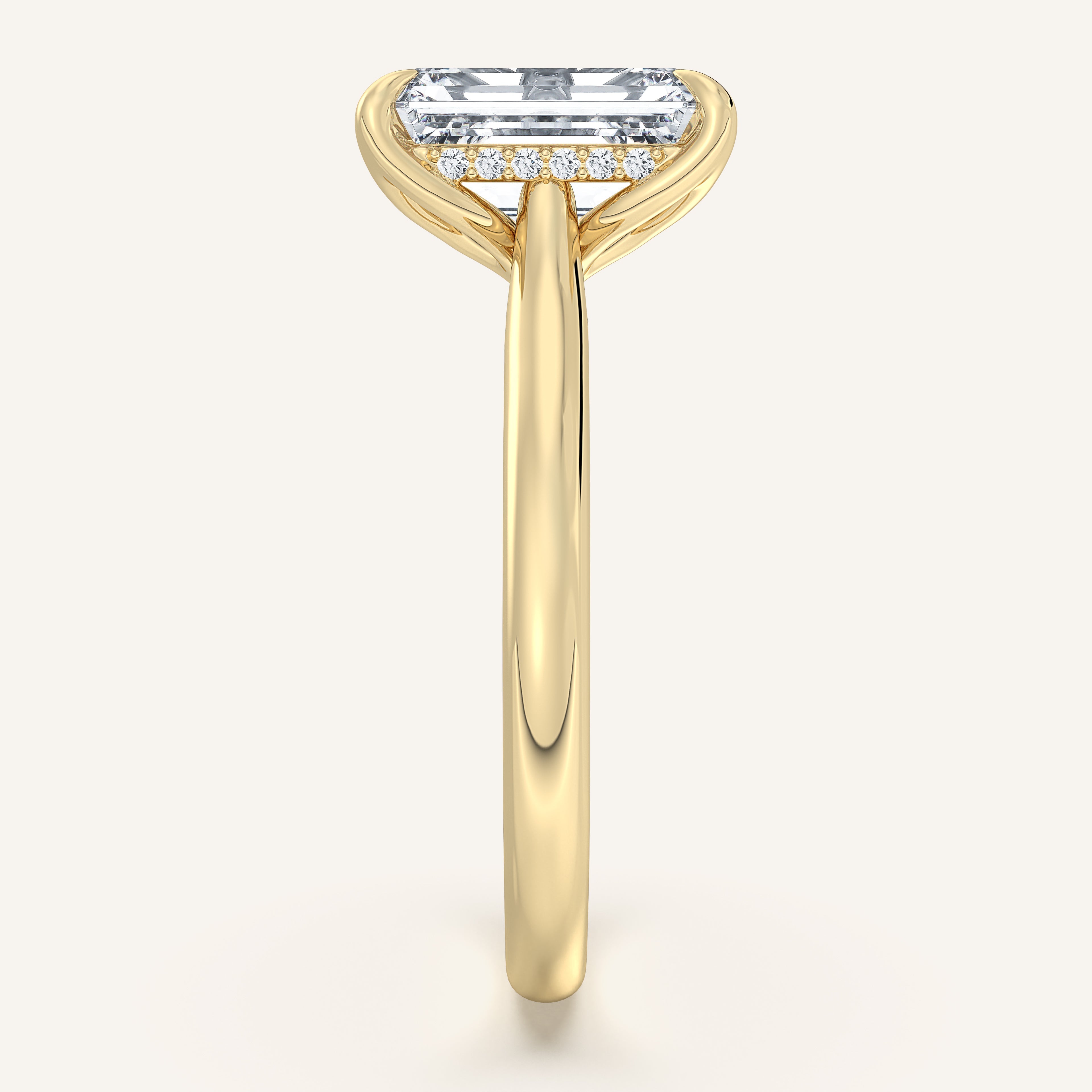 shape: Emerald | metal: Yellow Gold | view: 3