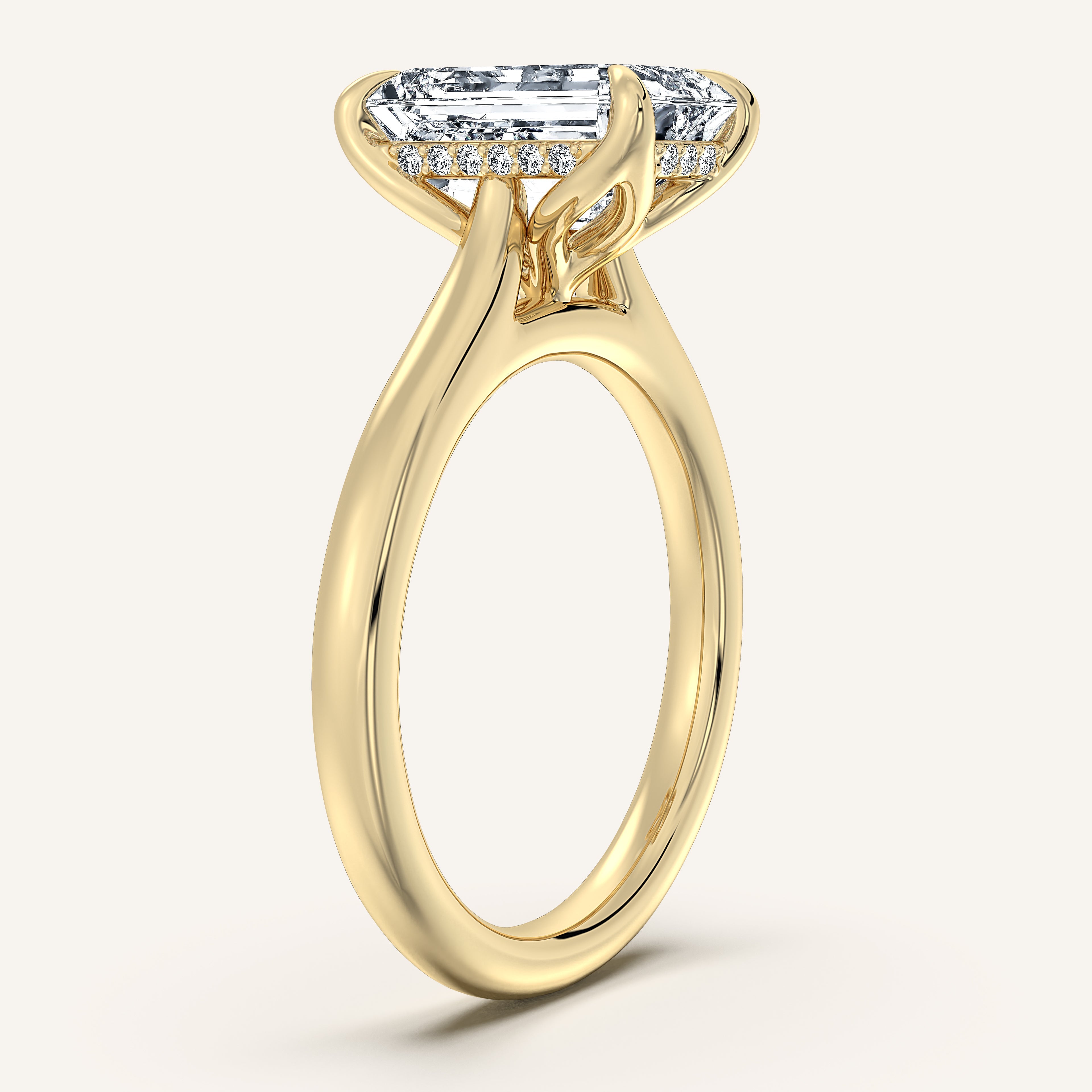 shape: Emerald | metal: Yellow Gold | view: 2