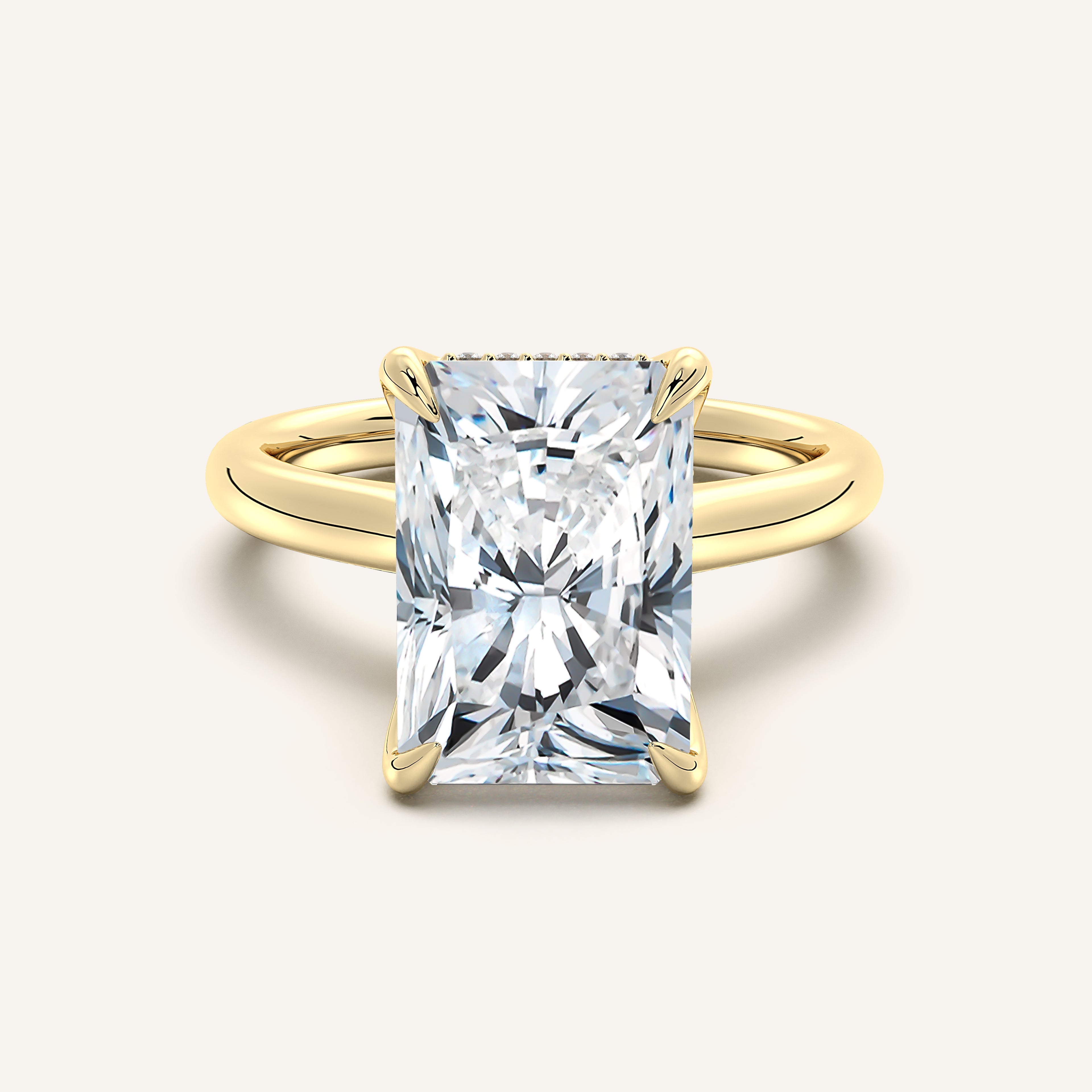 shape: Radiant | metal: Yellow Gold | view: 1