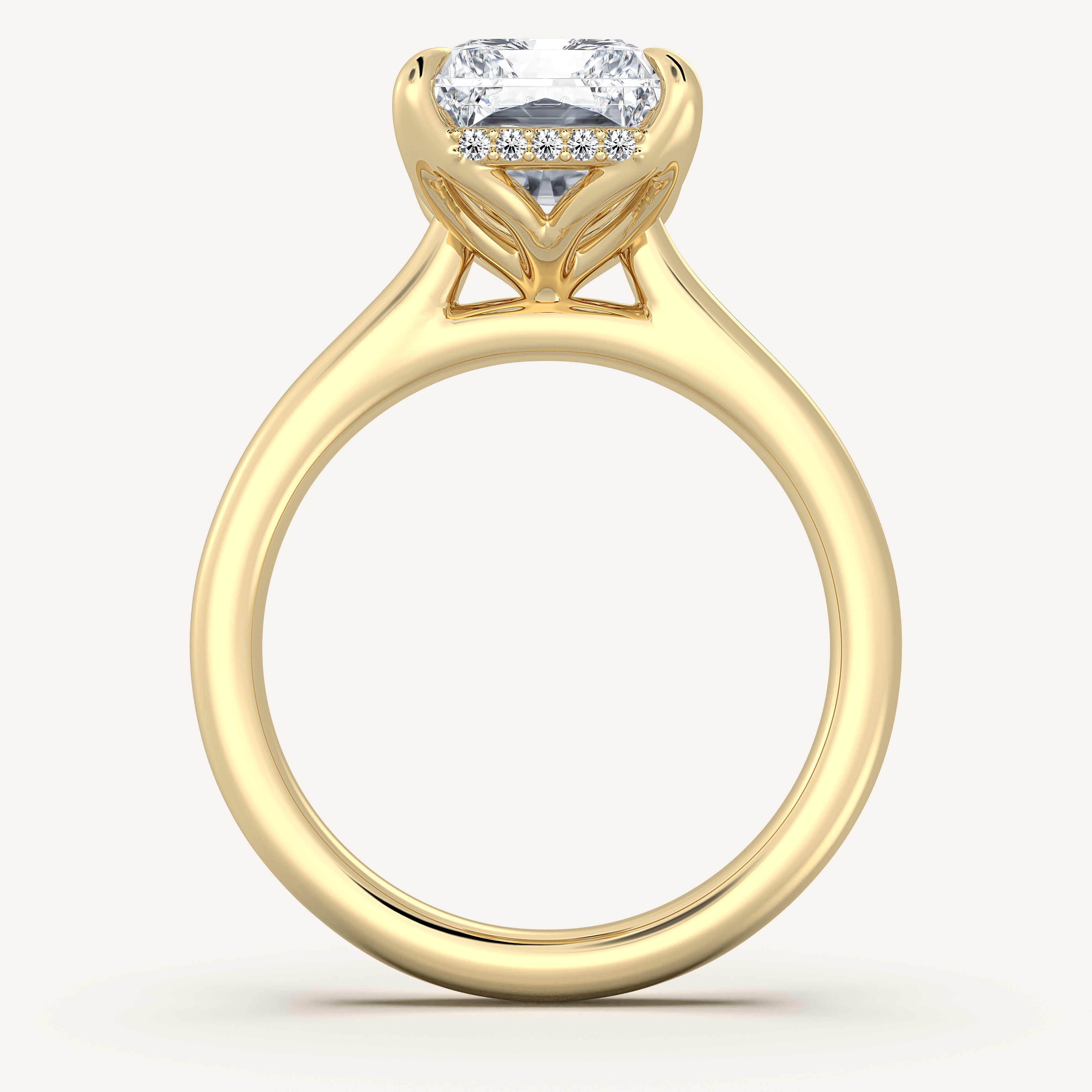shape: Radiant | metal: Yellow Gold | view: 3