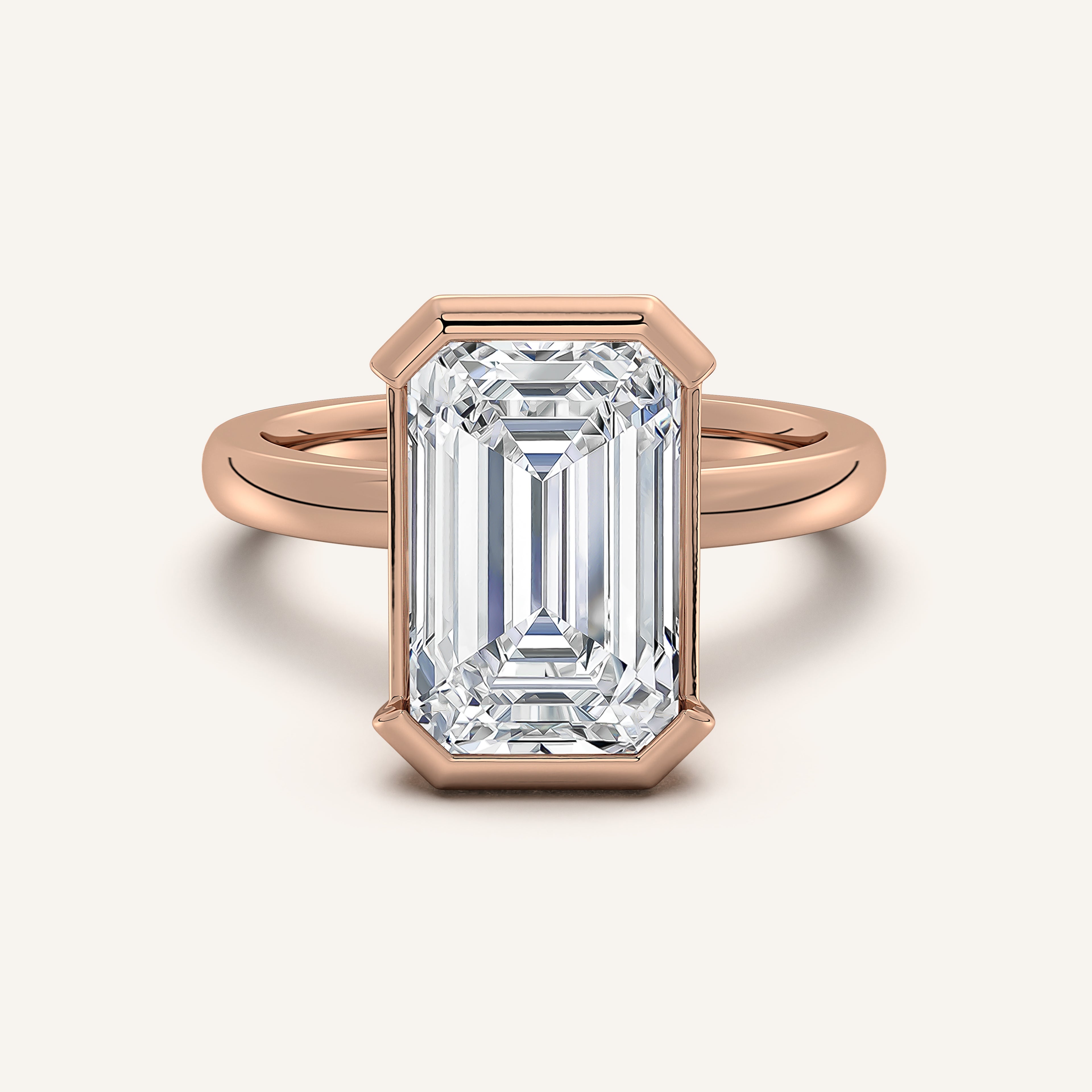 shape: Emerald | metal: Rose Gold | view: 1
