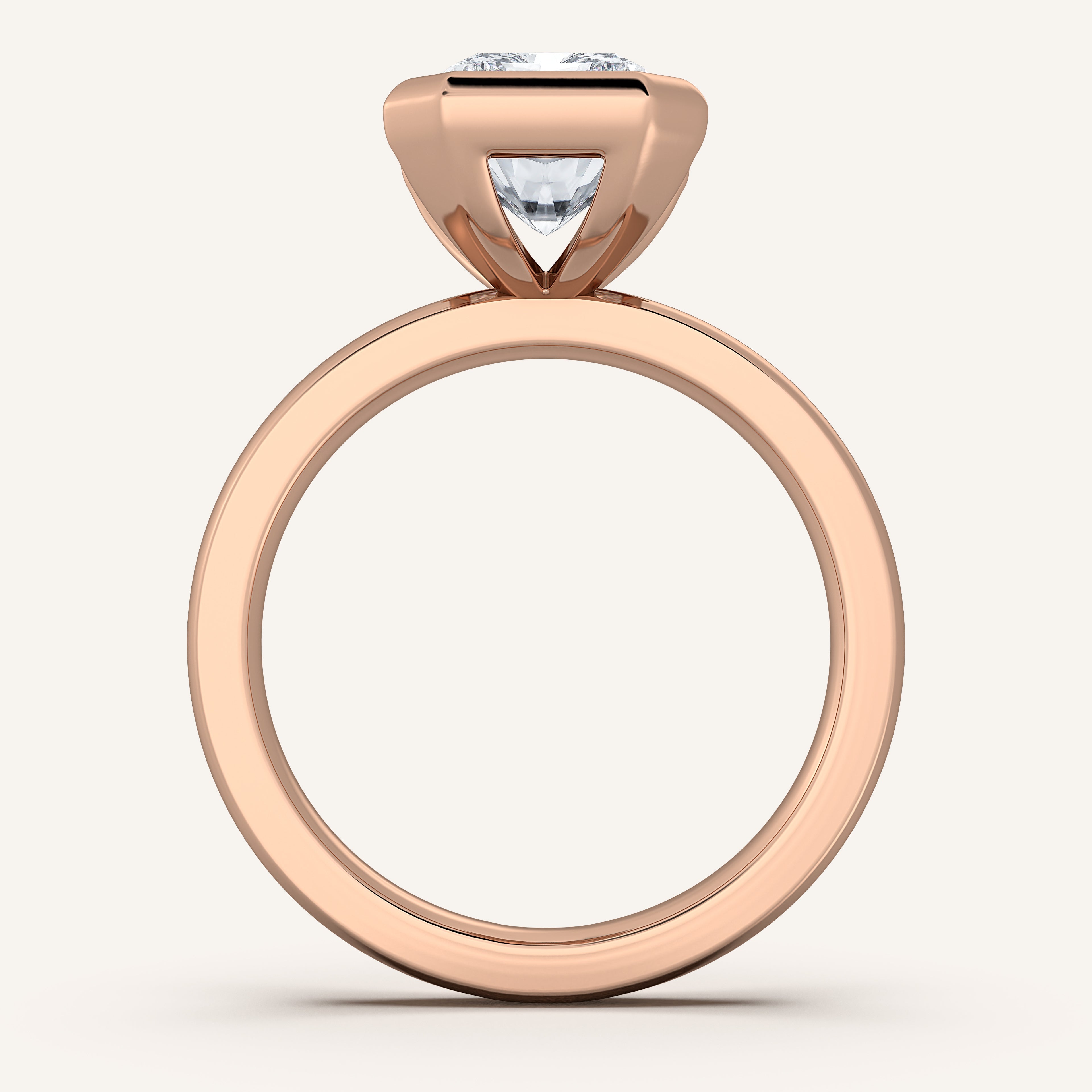 shape: Emerald | metal: Rose Gold | view: 3