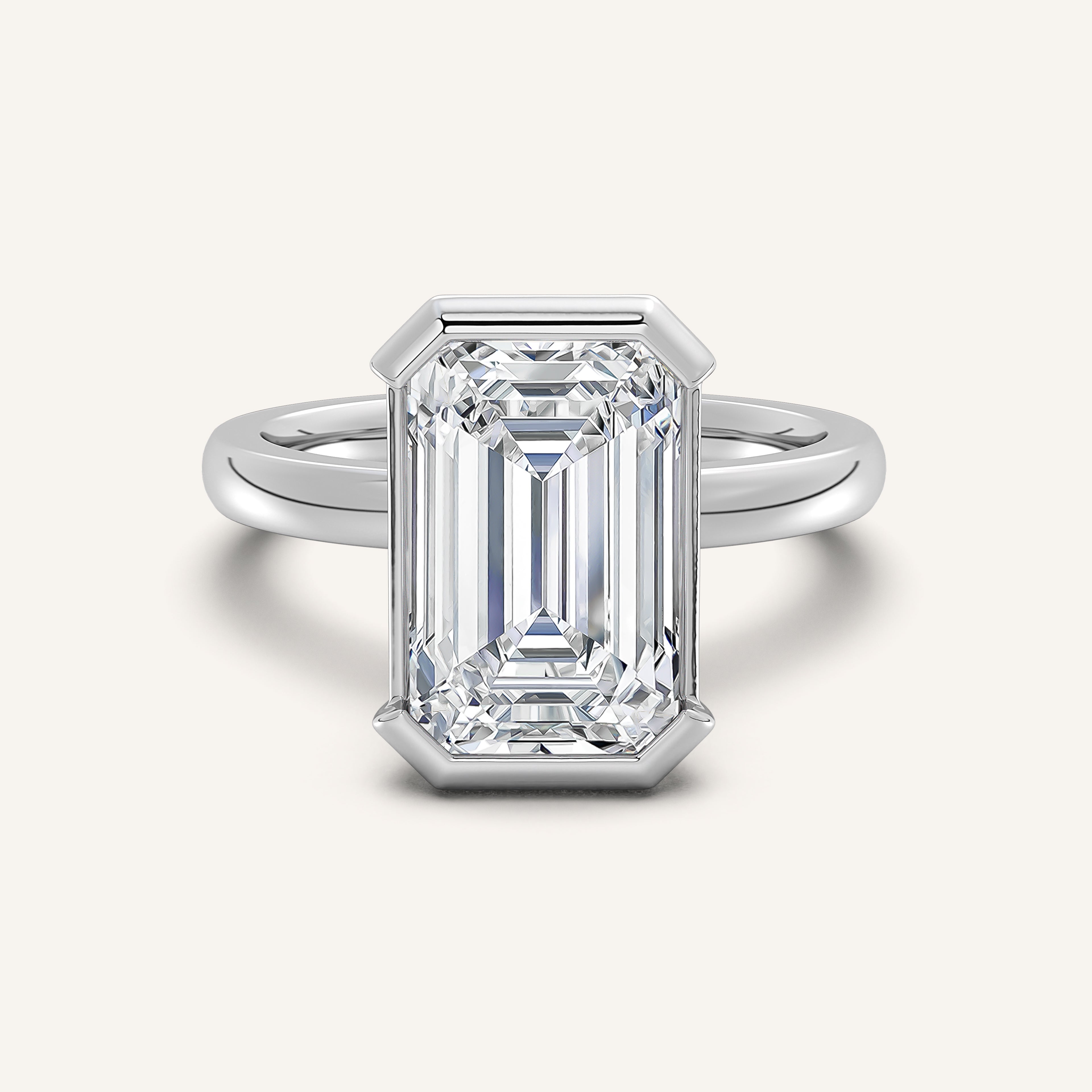 shape: Emerald | metal: White Gold, Platinum | view: 1