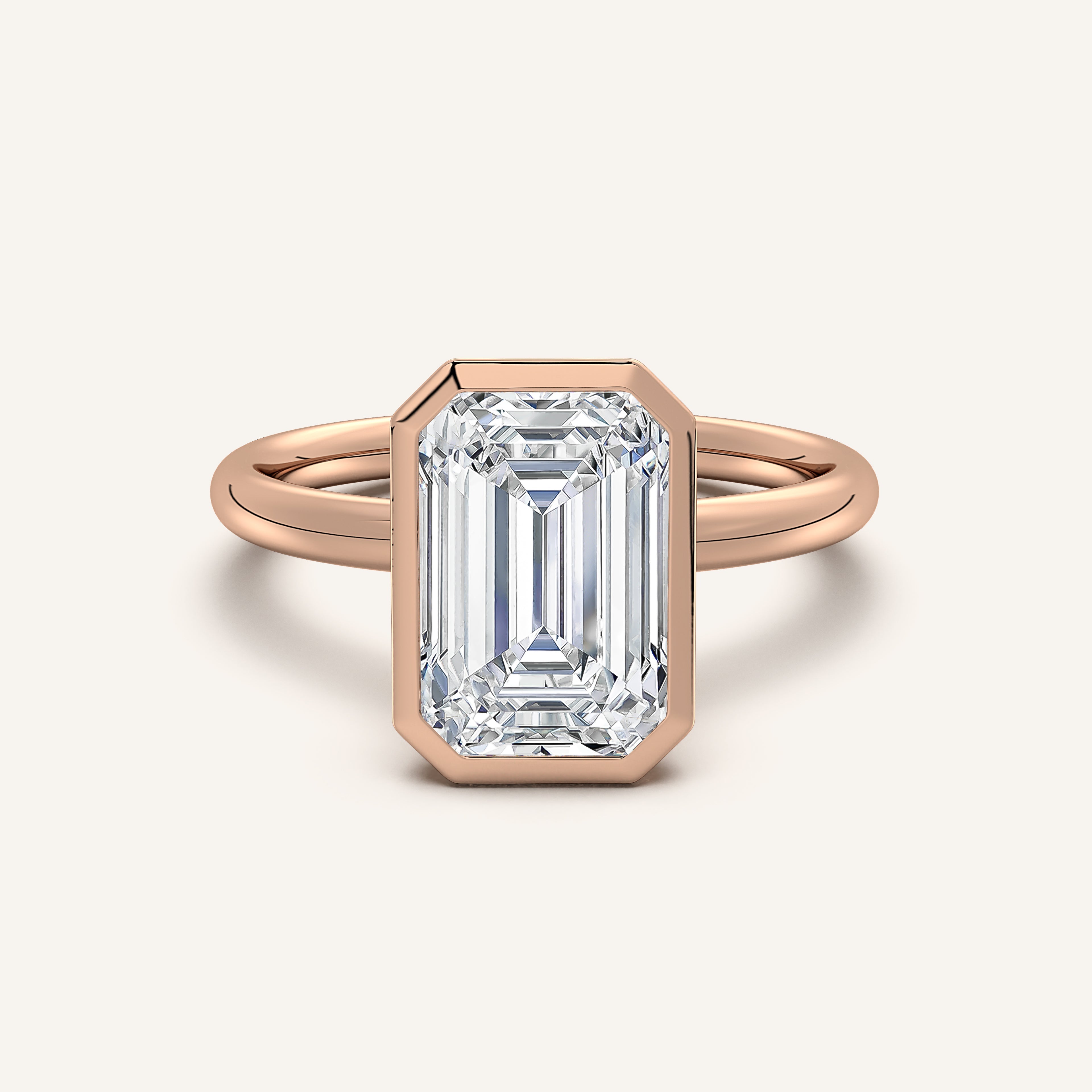shape: Emerald | metal: Rose Gold | view: 1