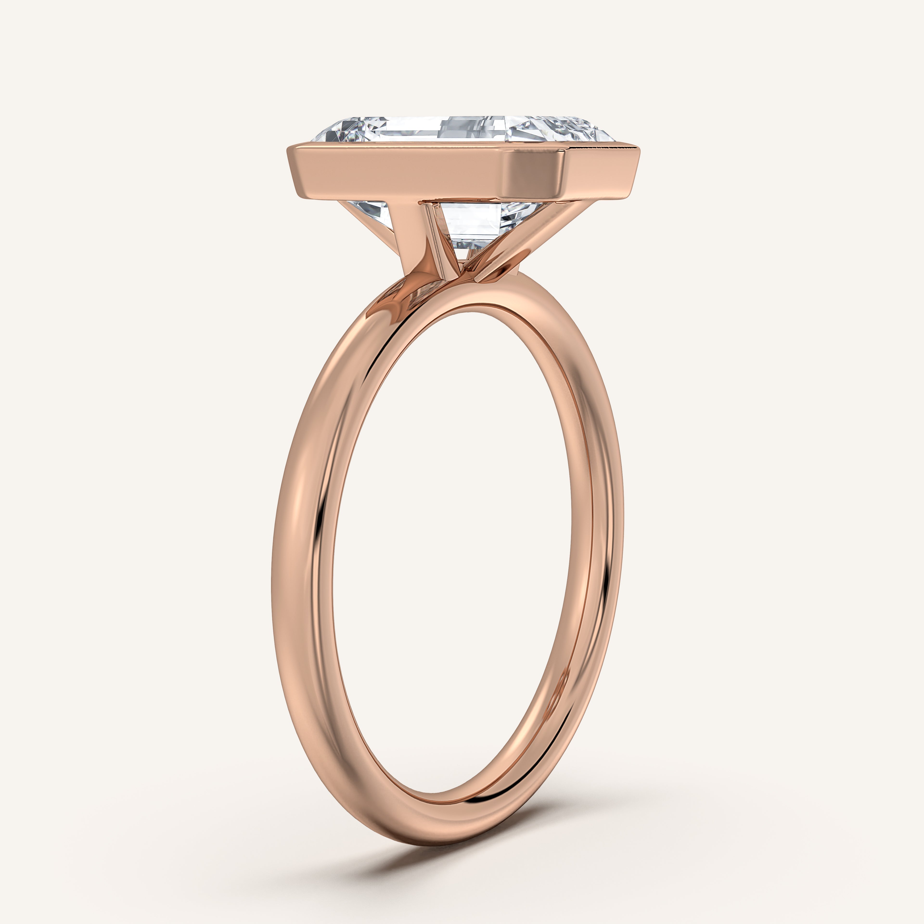 shape: Emerald | metal: Rose Gold | view: 2