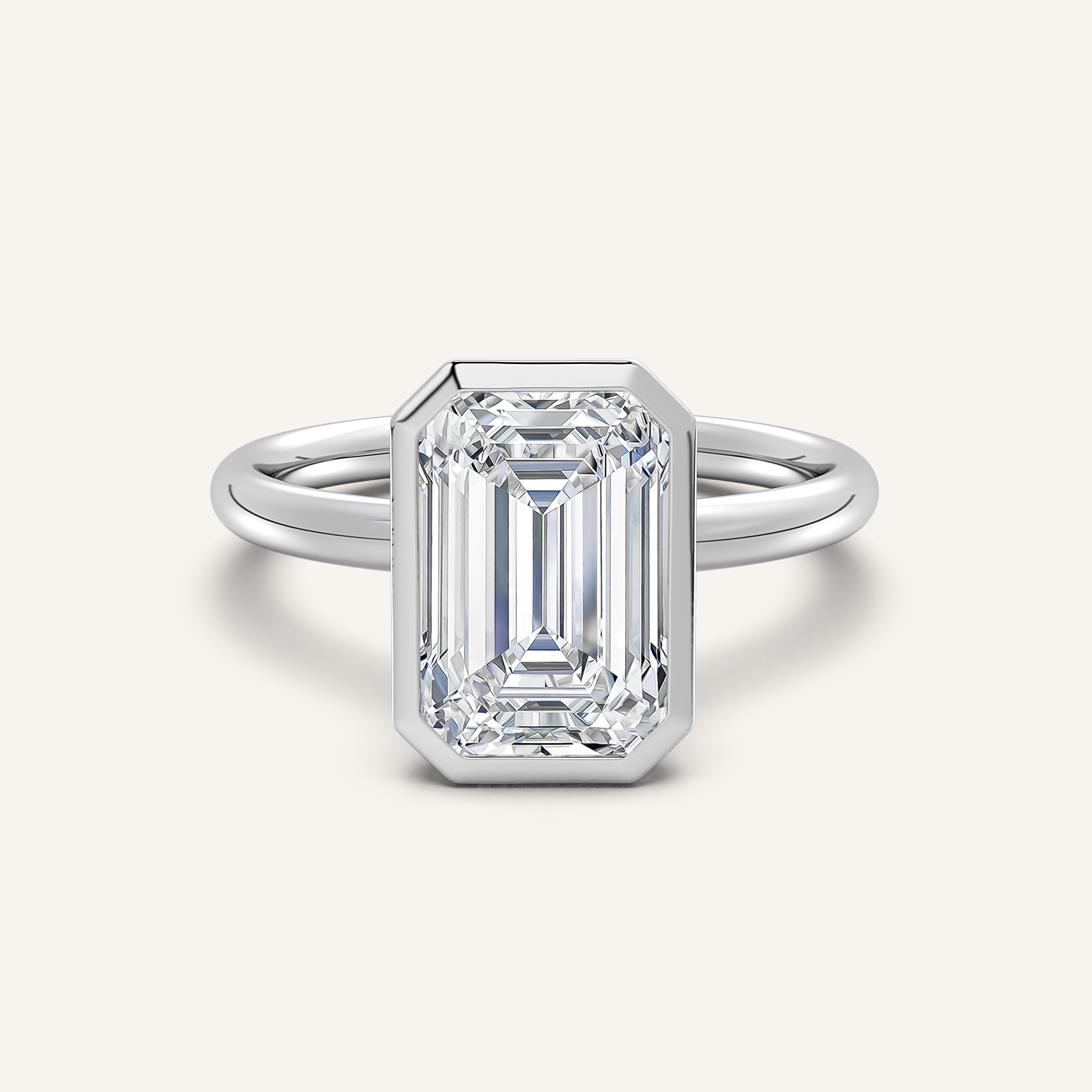 shape: Emerald | metal: White Gold, Platinum | view: 1