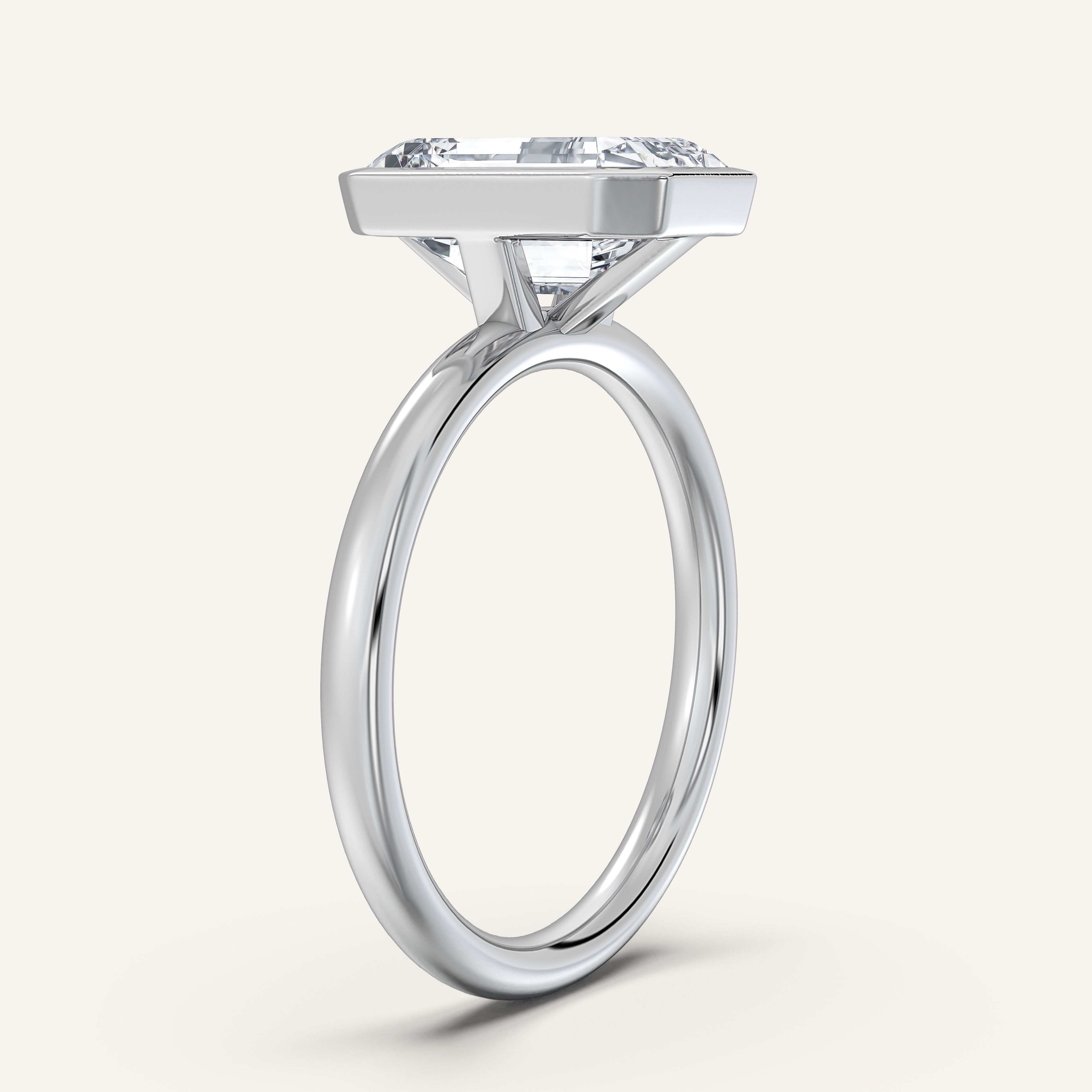 shape: Emerald | metal: White Gold, Platinum | view: 2