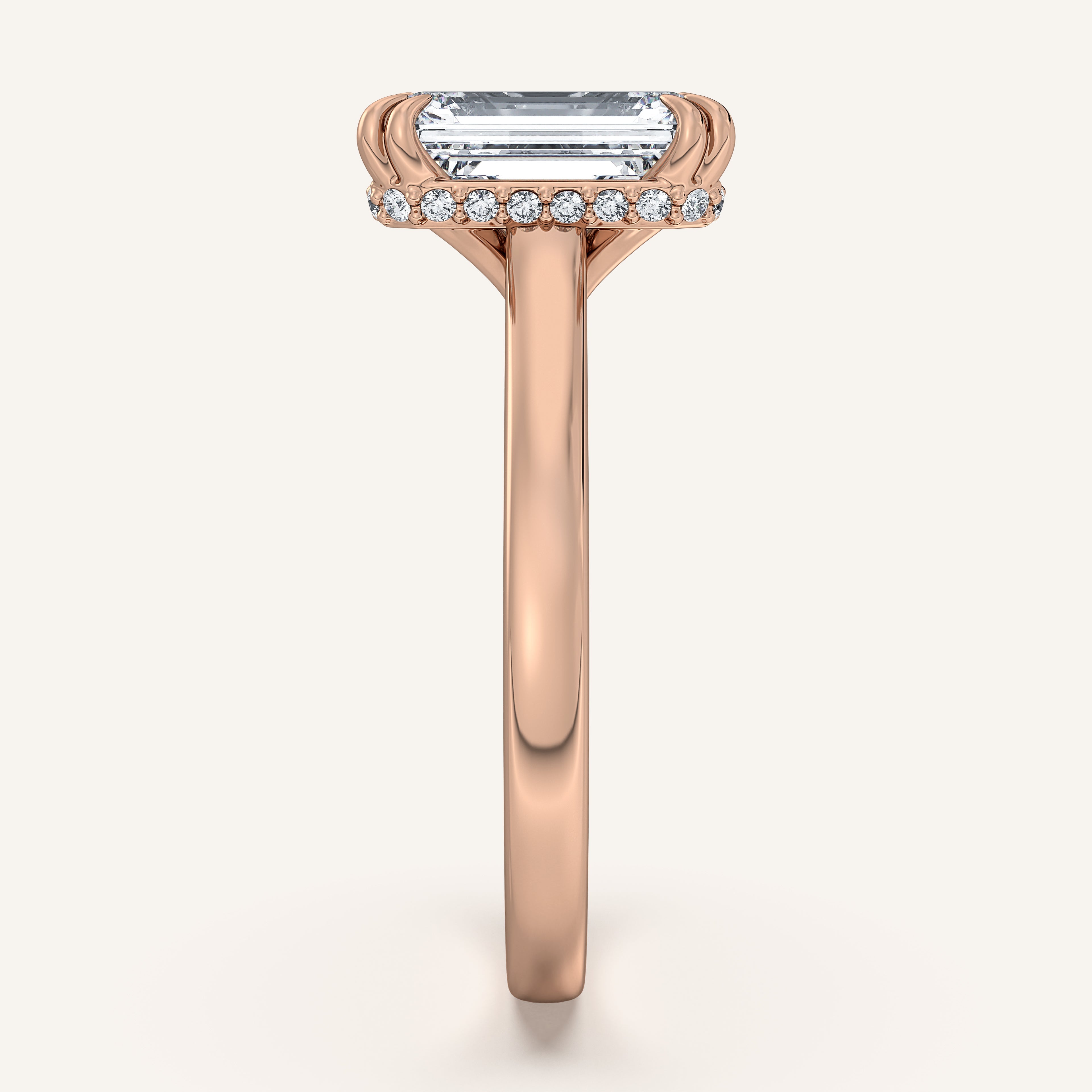 shape: Emerald | metal: Rose Gold | view: 4