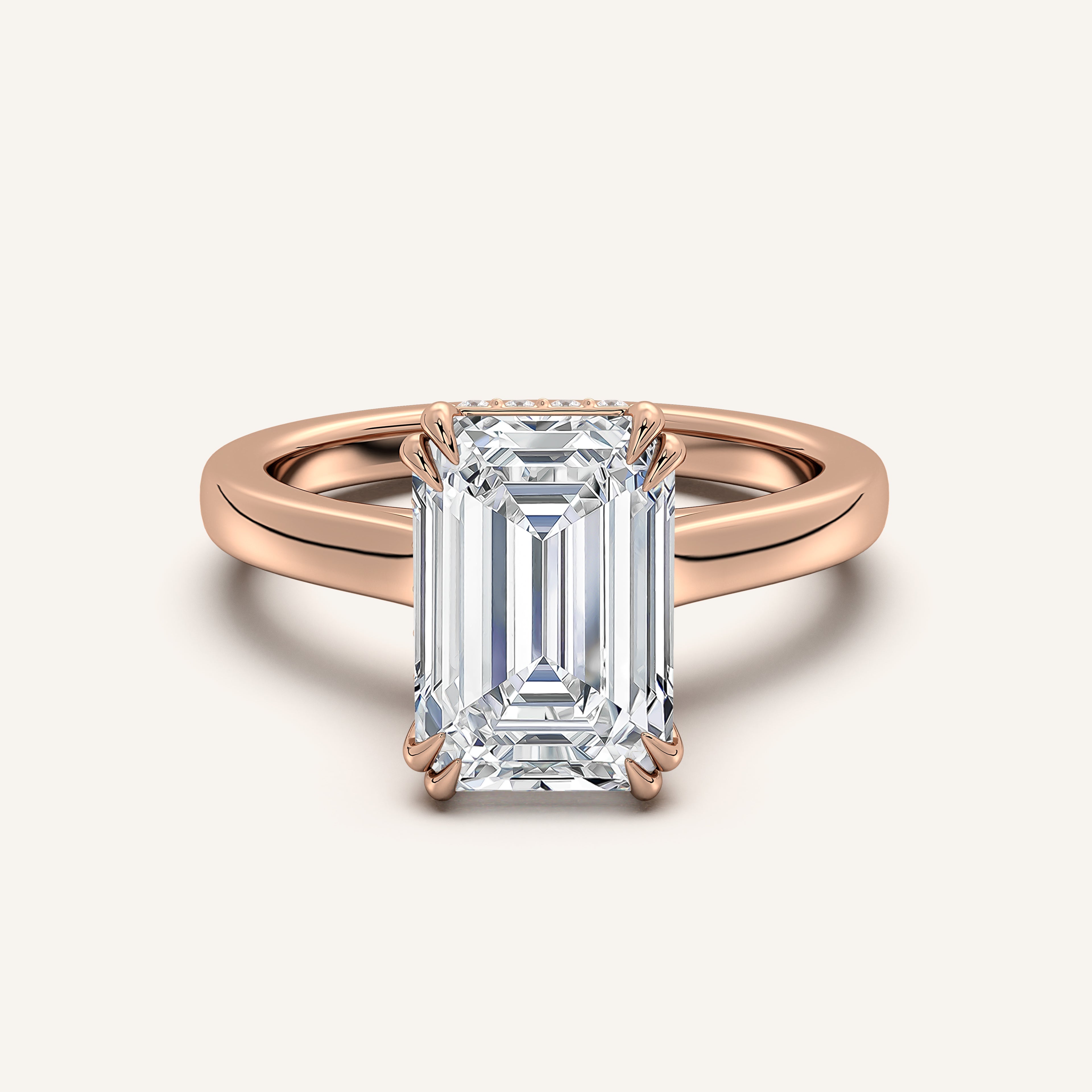 shape: Emerald | metal: Rose Gold | view: 1