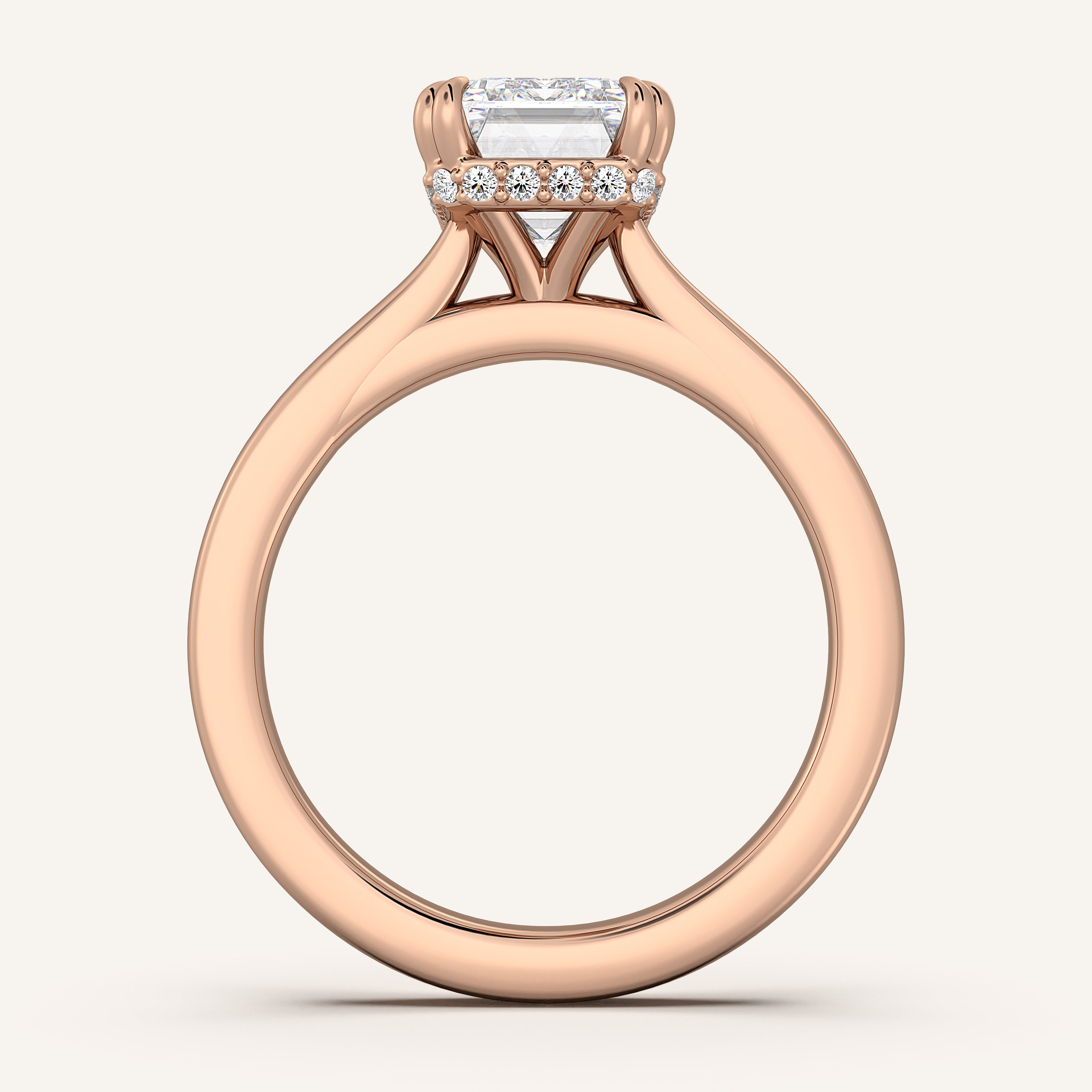 shape: Emerald | metal: Rose Gold | view: 3