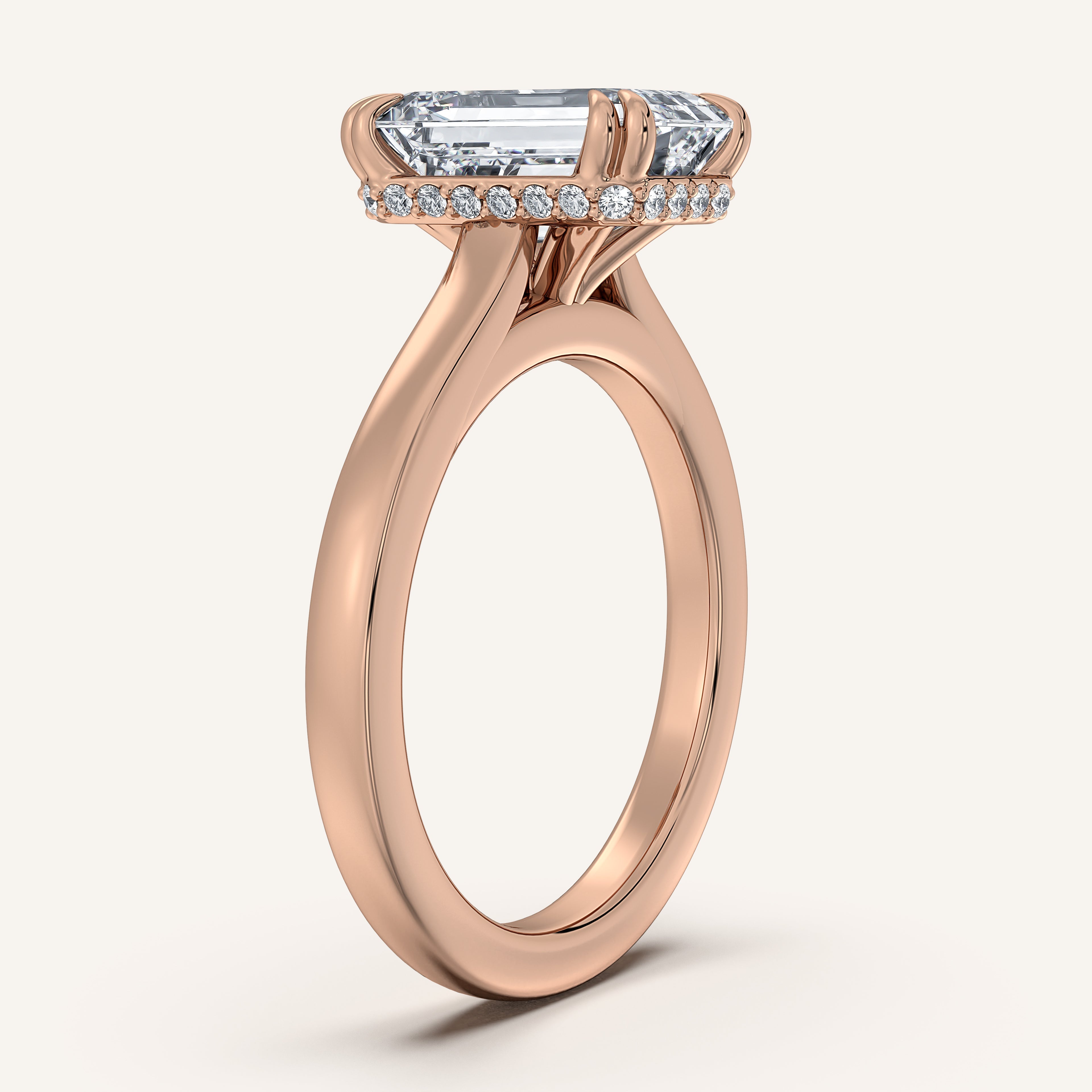 shape: Emerald | metal: Rose Gold | view: 2