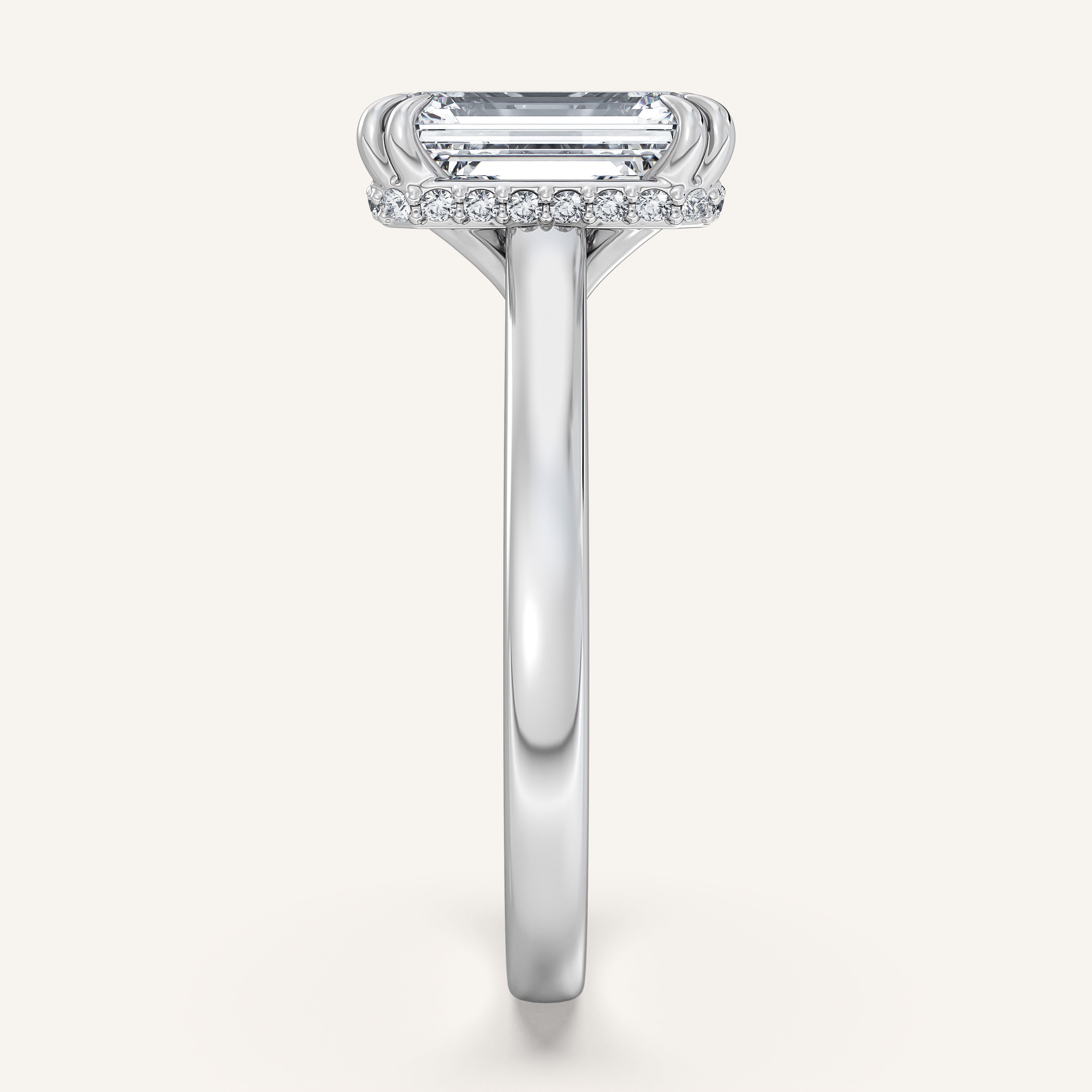 shape: Emerald | metal: White Gold, Platinum | view: 4