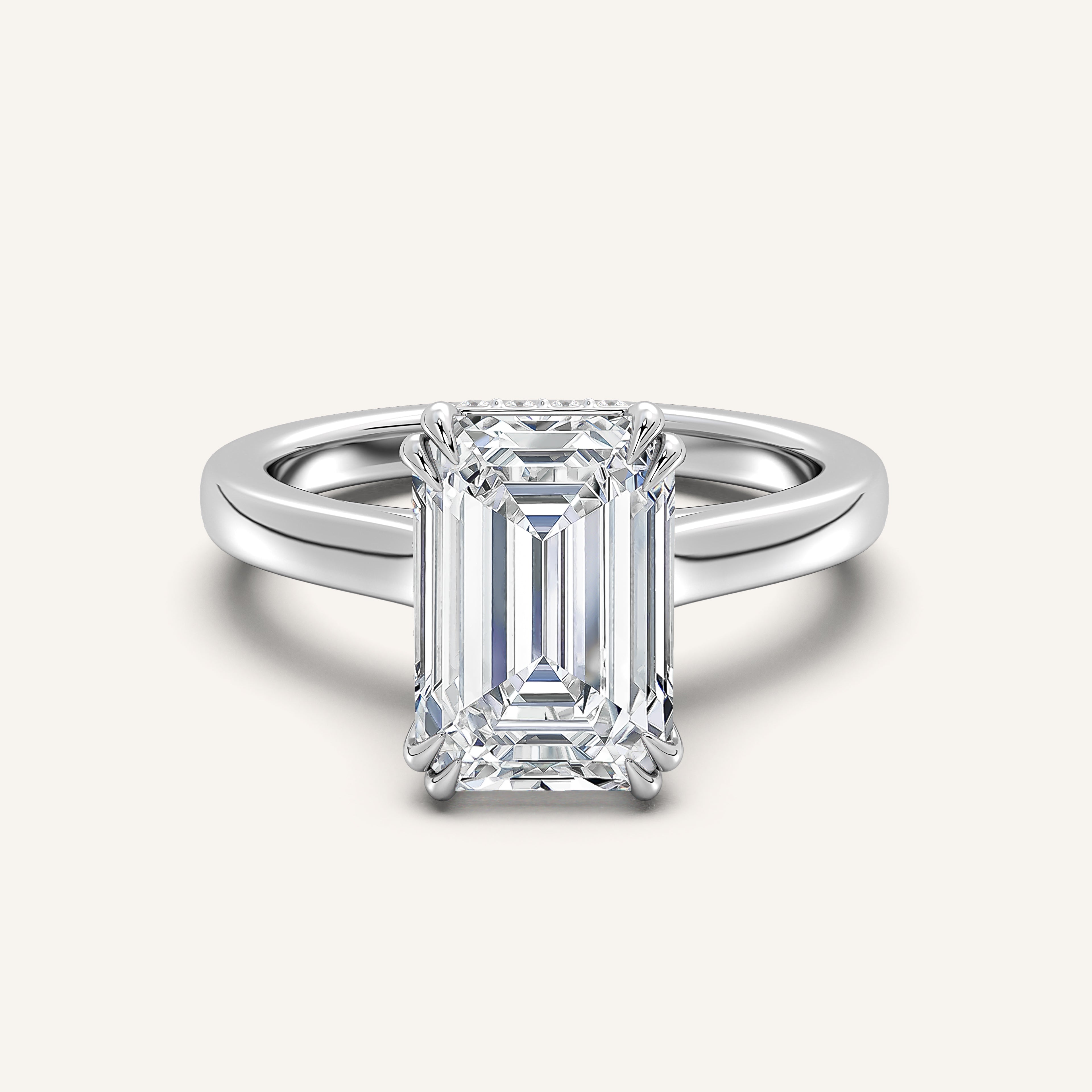 shape: Emerald | metal: White Gold, Platinum | view: 1