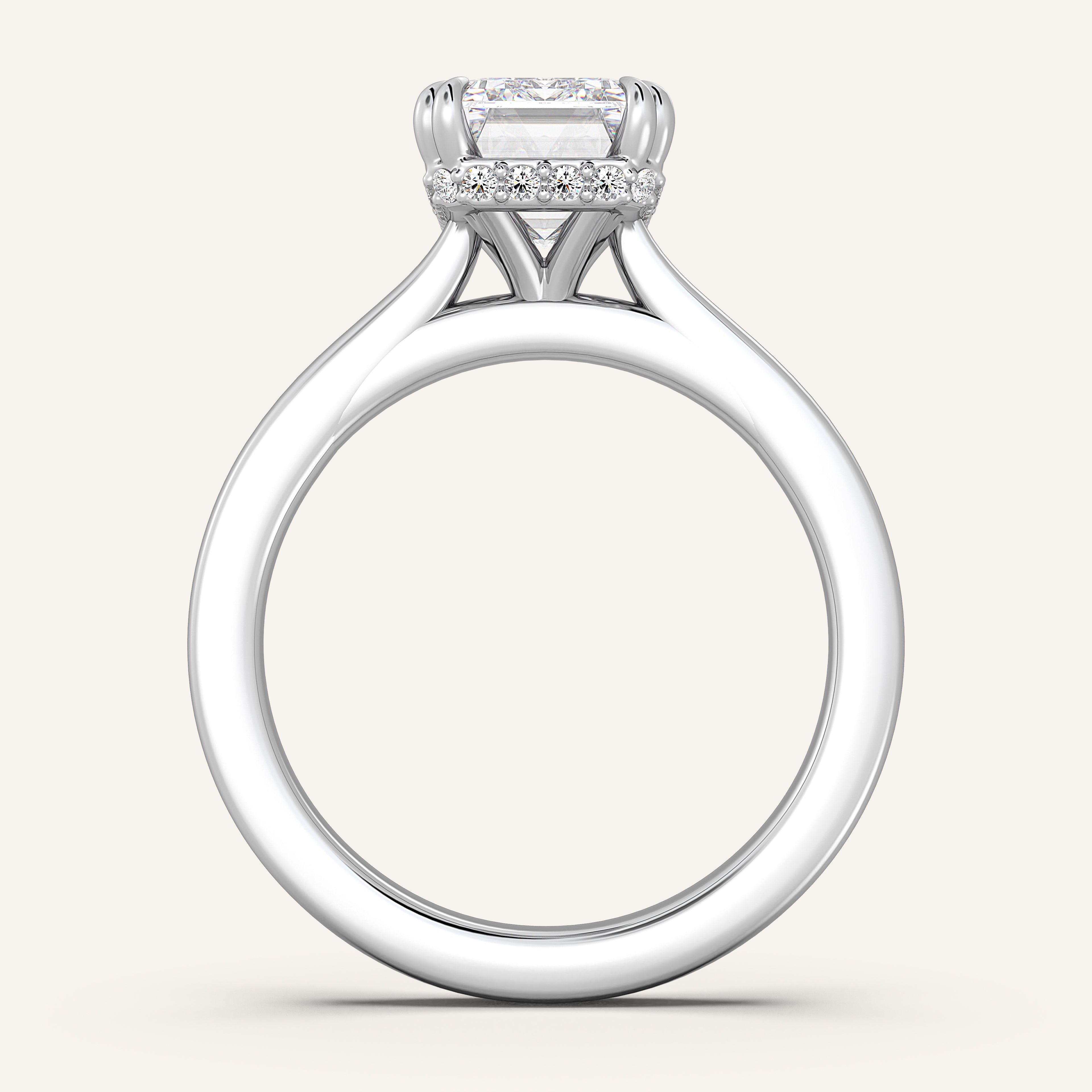 shape: Emerald | metal: White Gold, Platinum | view: 3