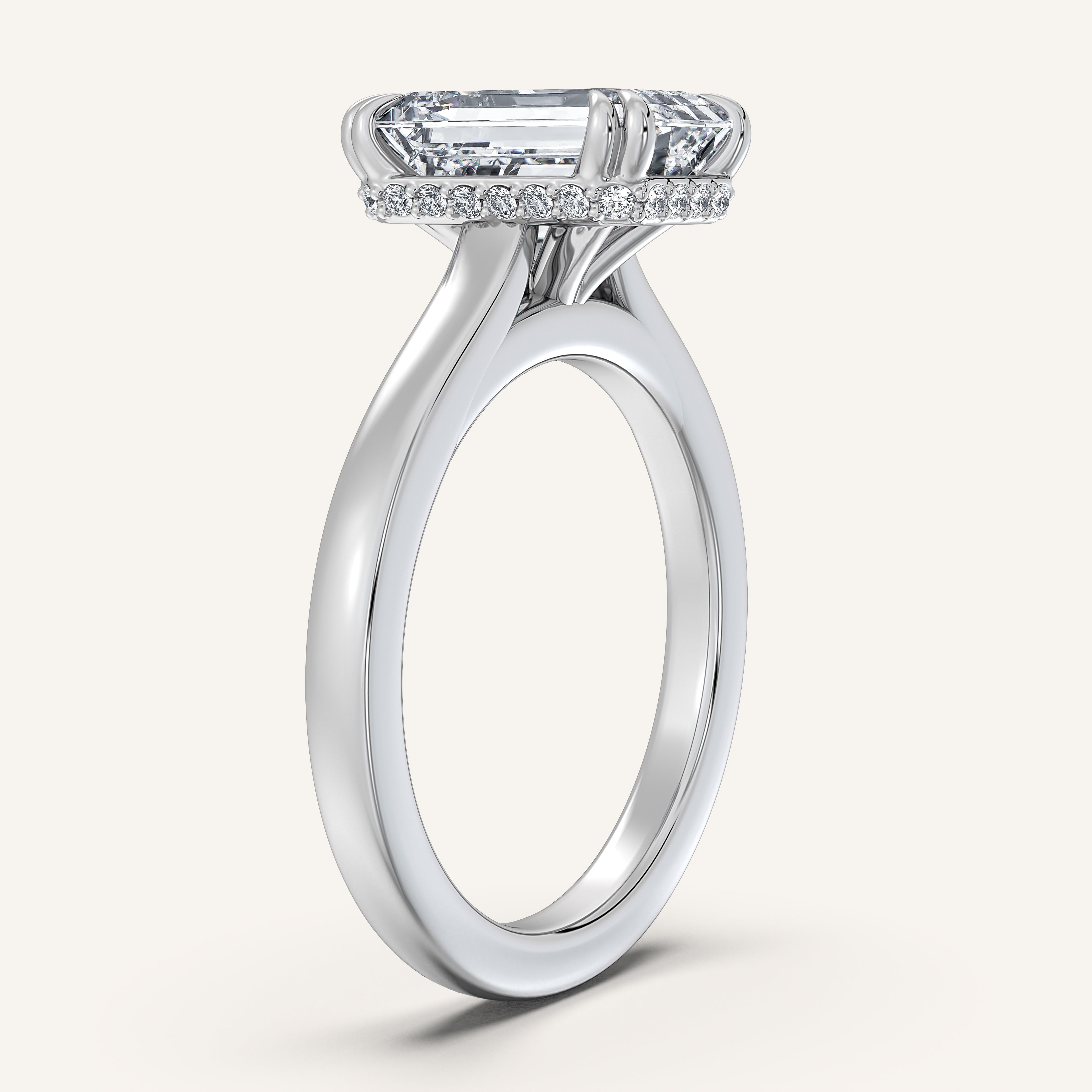 shape: Emerald | metal: White Gold, Platinum | view: 2
