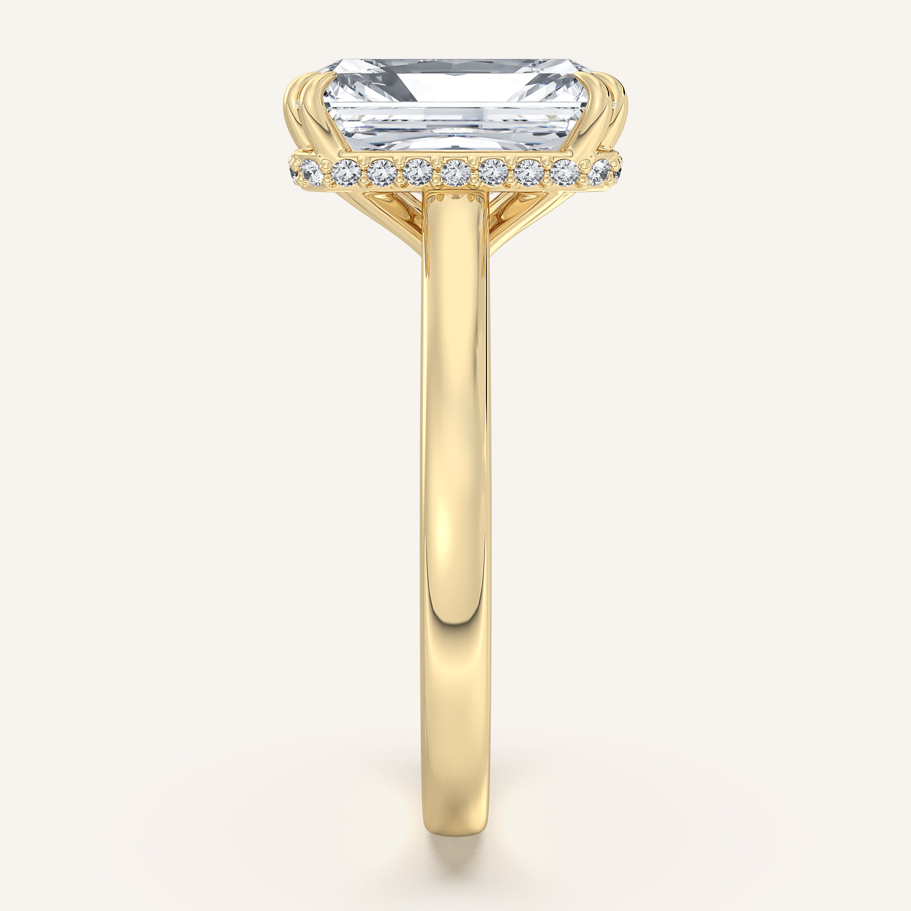 shape: Radiant | metal: Yellow Gold | view: 4
