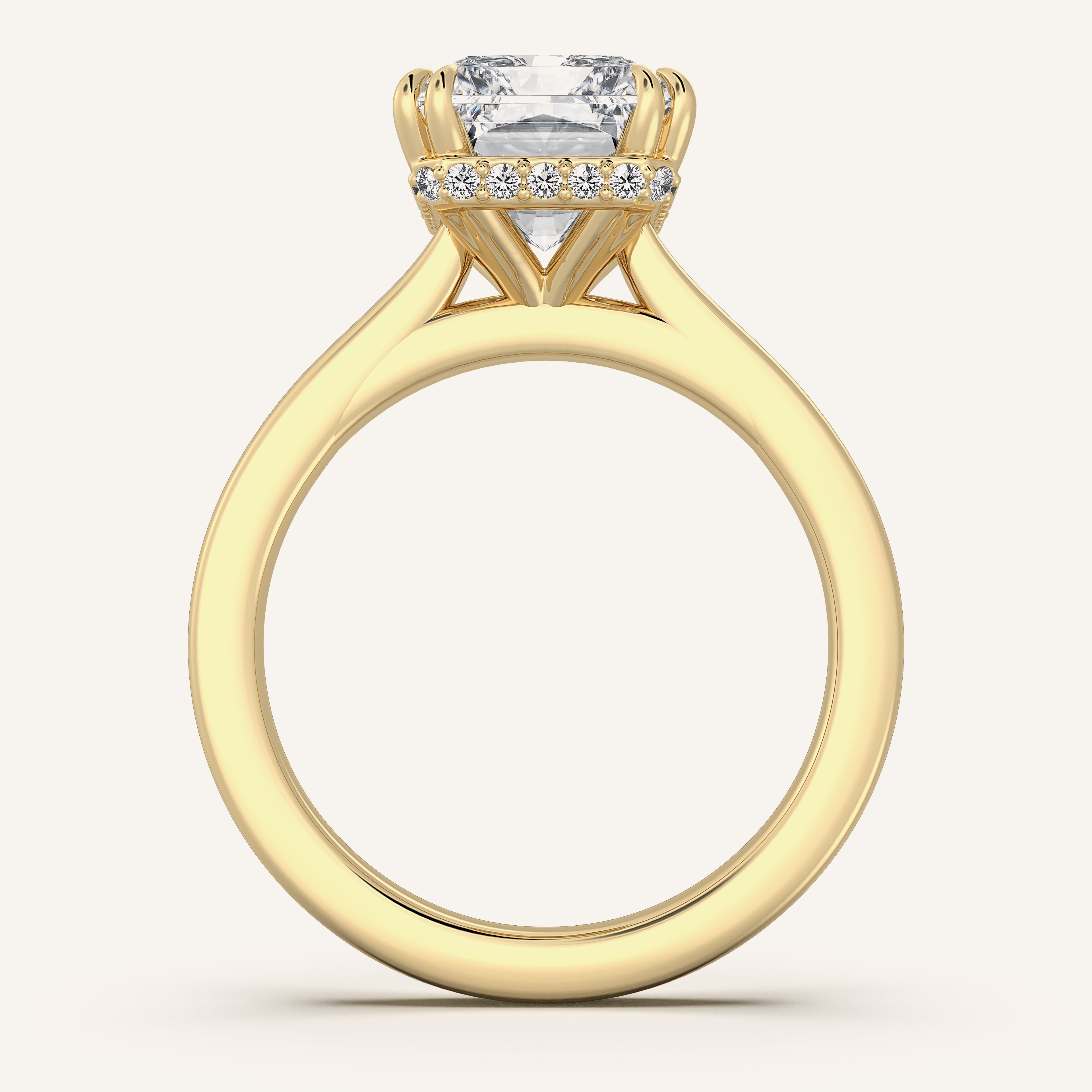 shape: Radiant | metal: Yellow Gold | view: 3