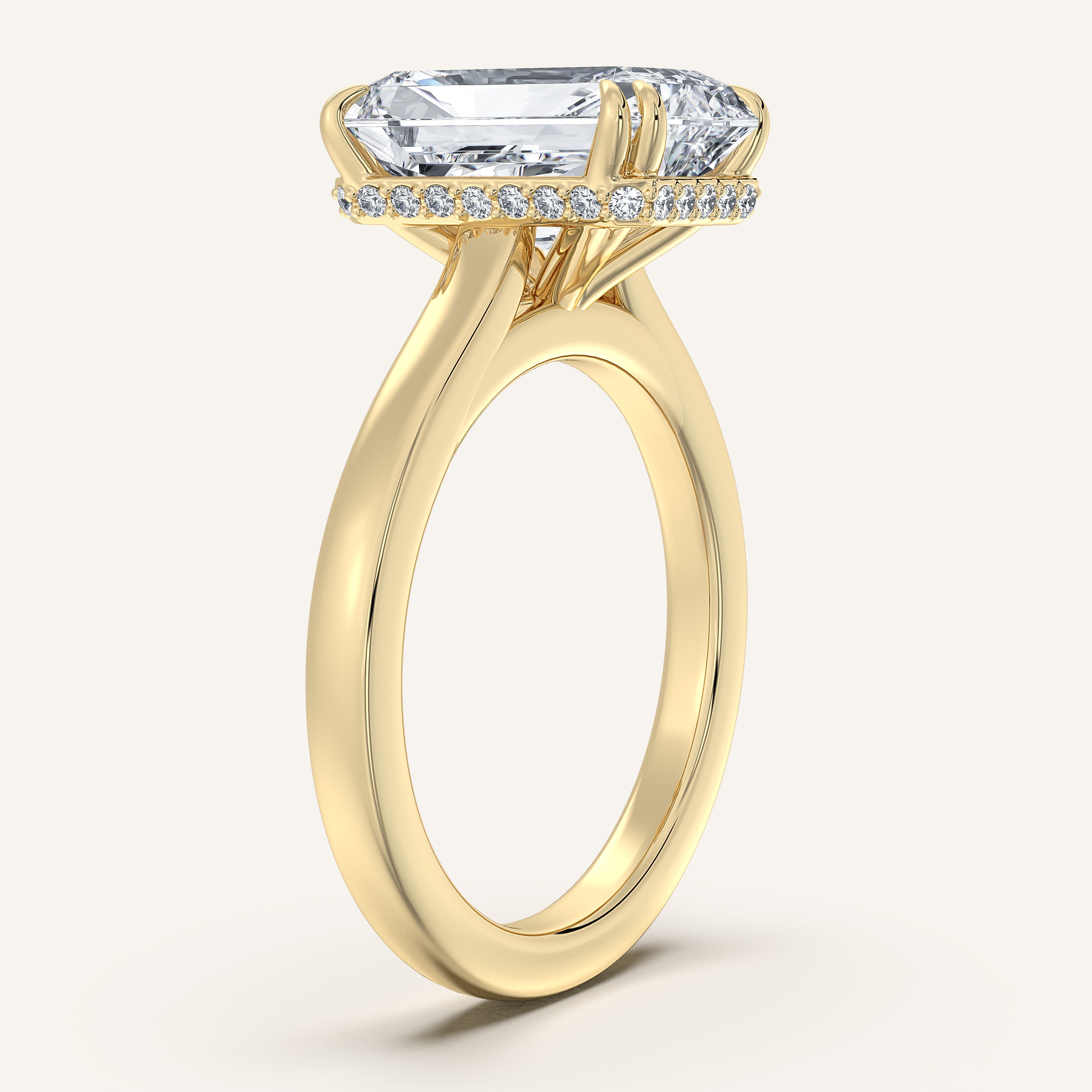 shape: Radiant | metal: Yellow Gold | view: 2