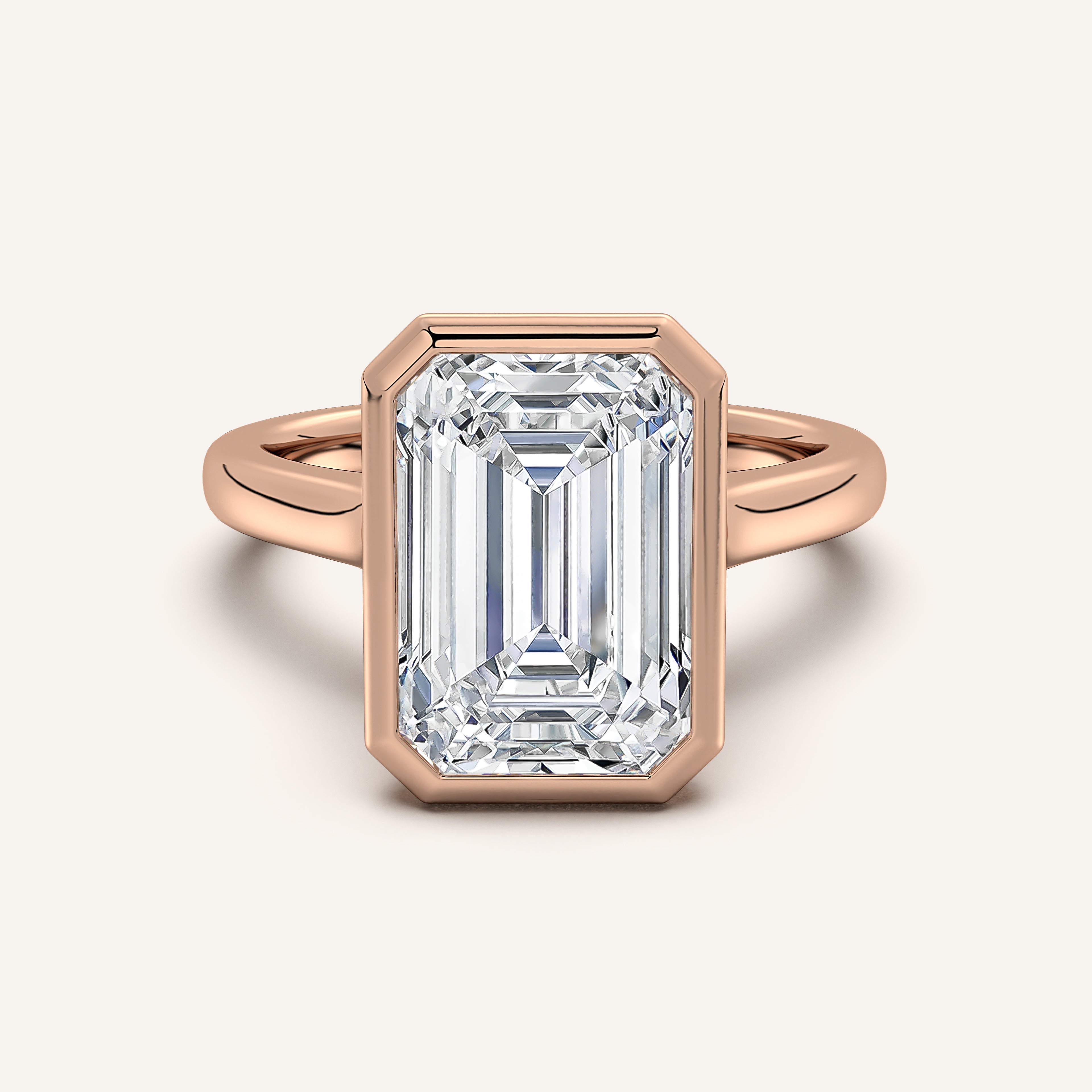 shape: Emerald | metal: Rose Gold | view: 1