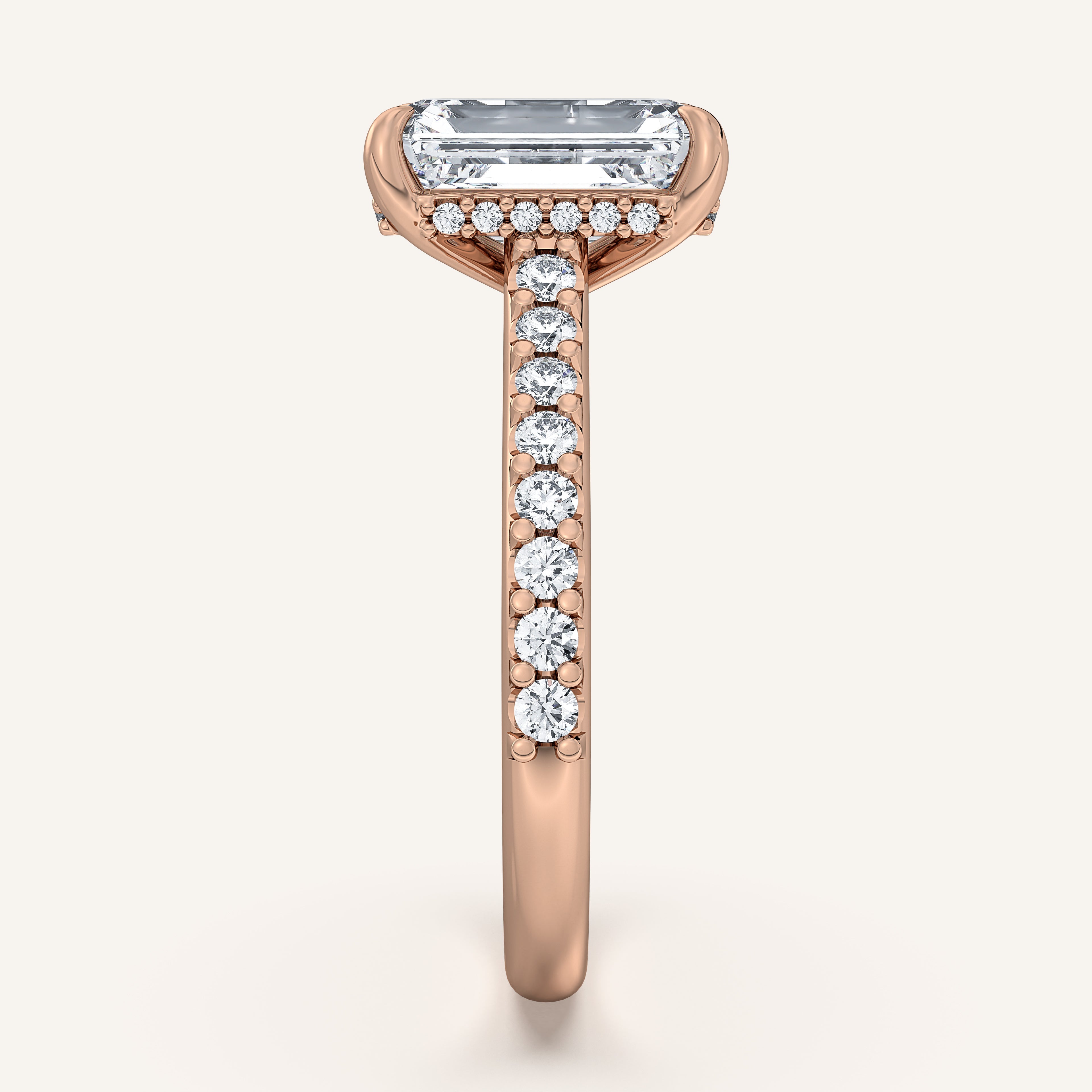 shape: Emerald | metal: Rose Gold | view: 4