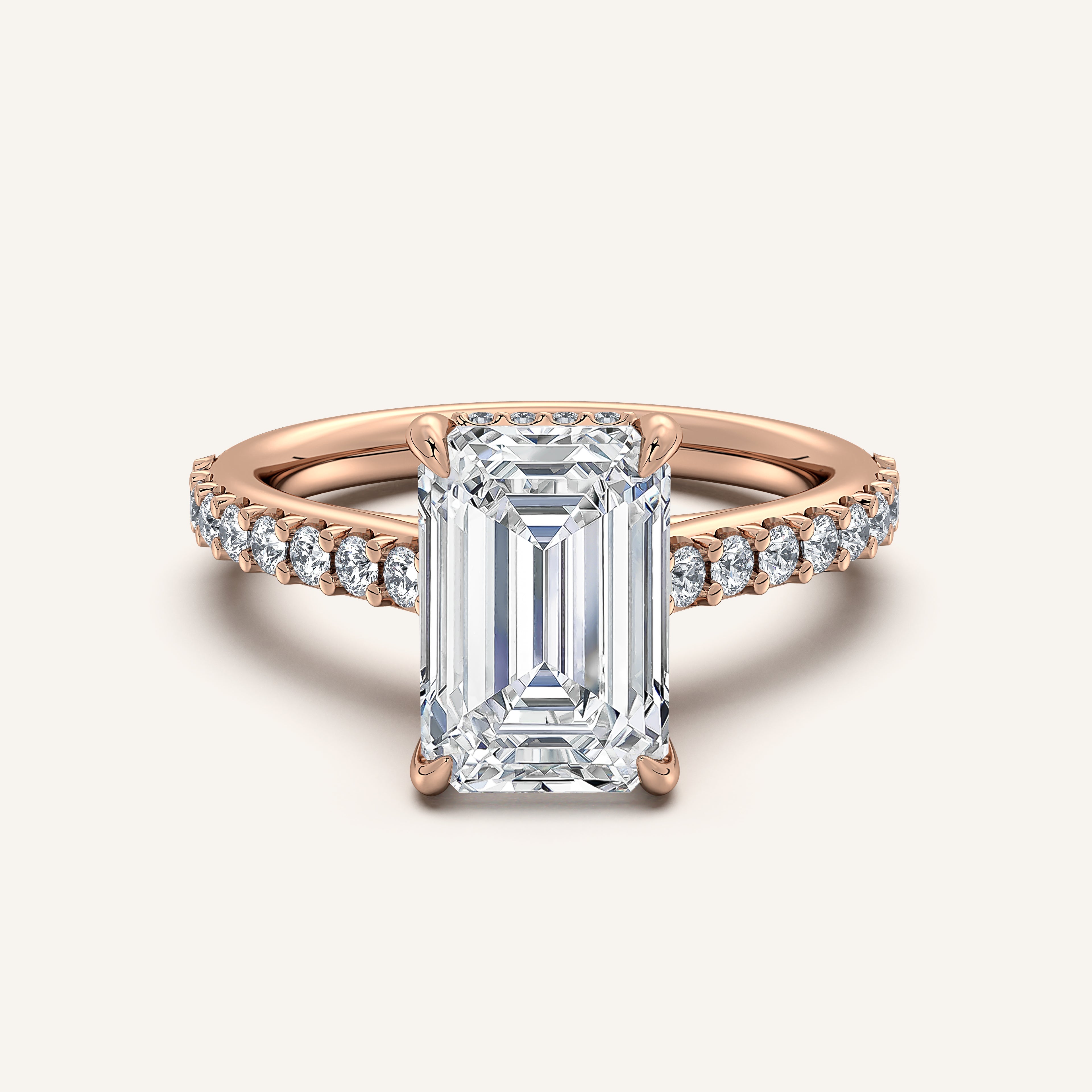 shape: Emerald | metal: Rose Gold | view: 1