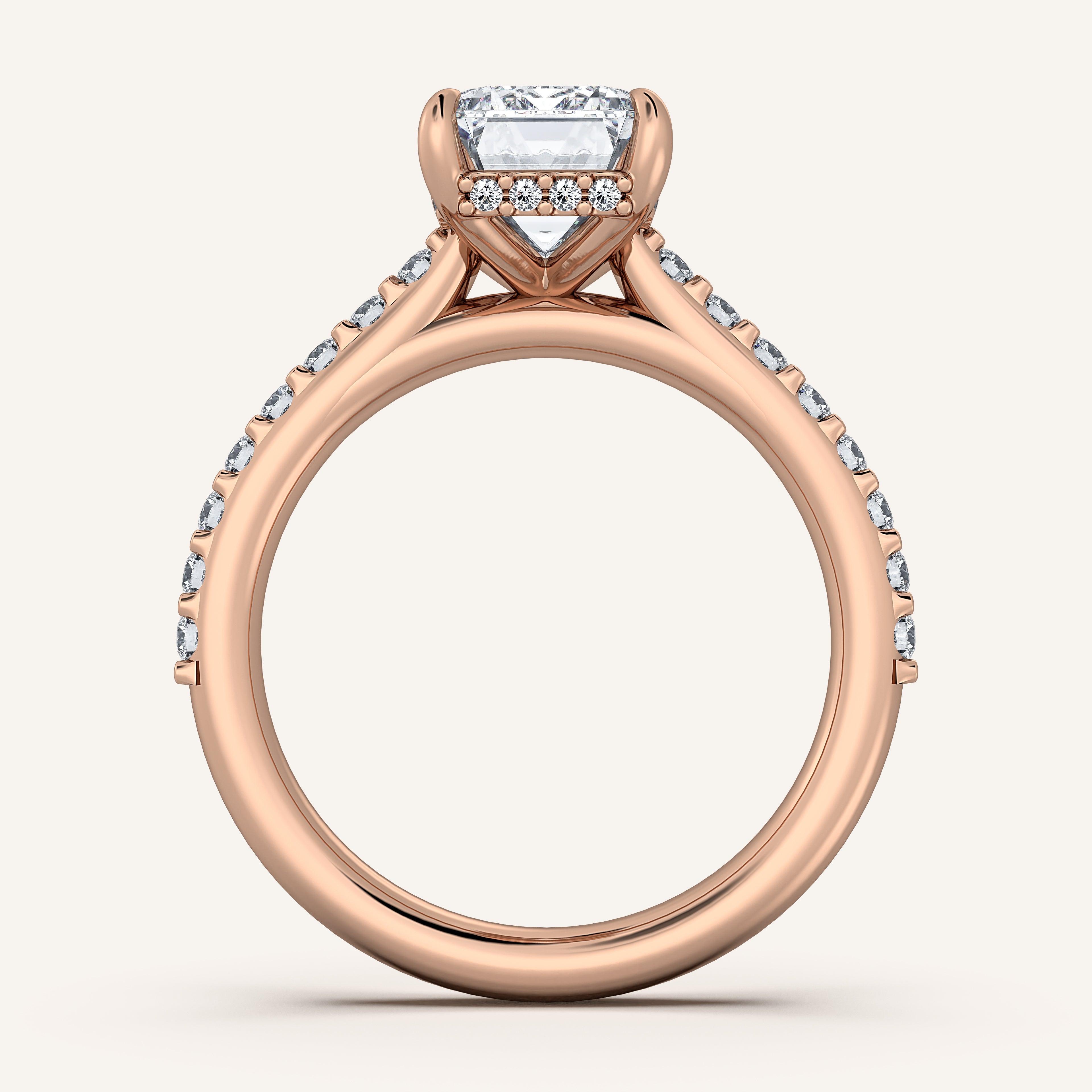 shape: Emerald | metal: Rose Gold | view: 3