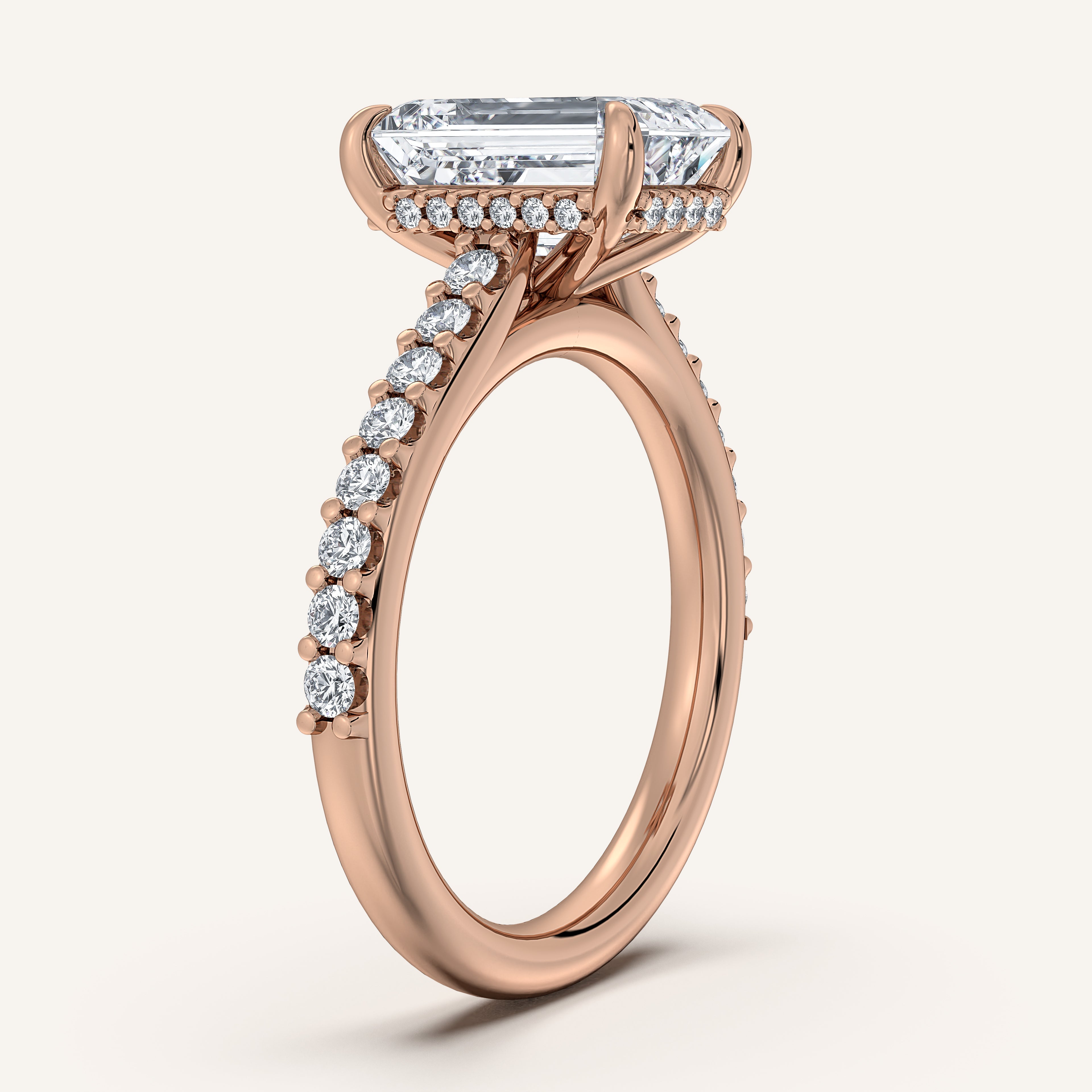 shape: Emerald | metal: Rose Gold | view: 2