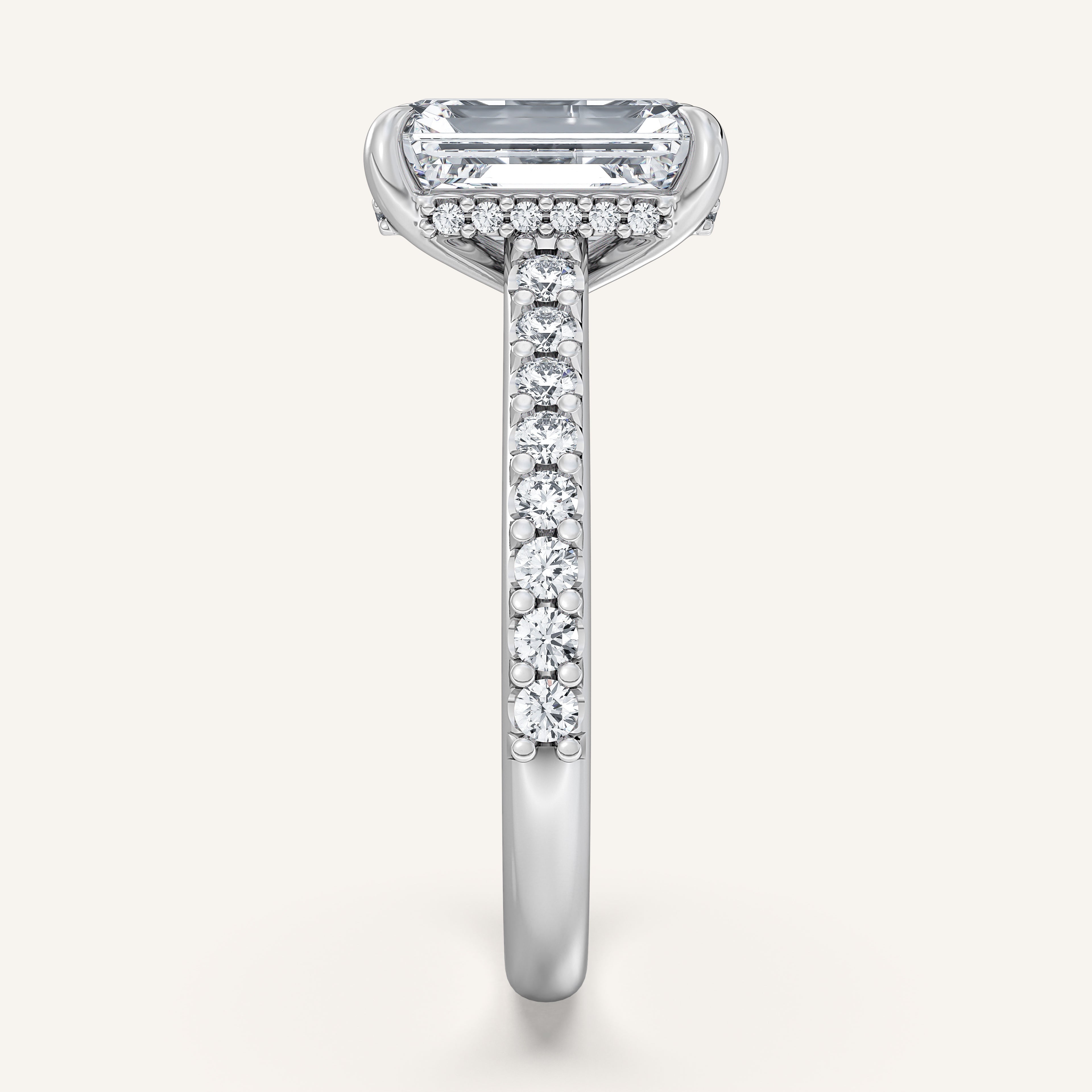 shape: Emerald | metal: White Gold, Platinum | view: 4