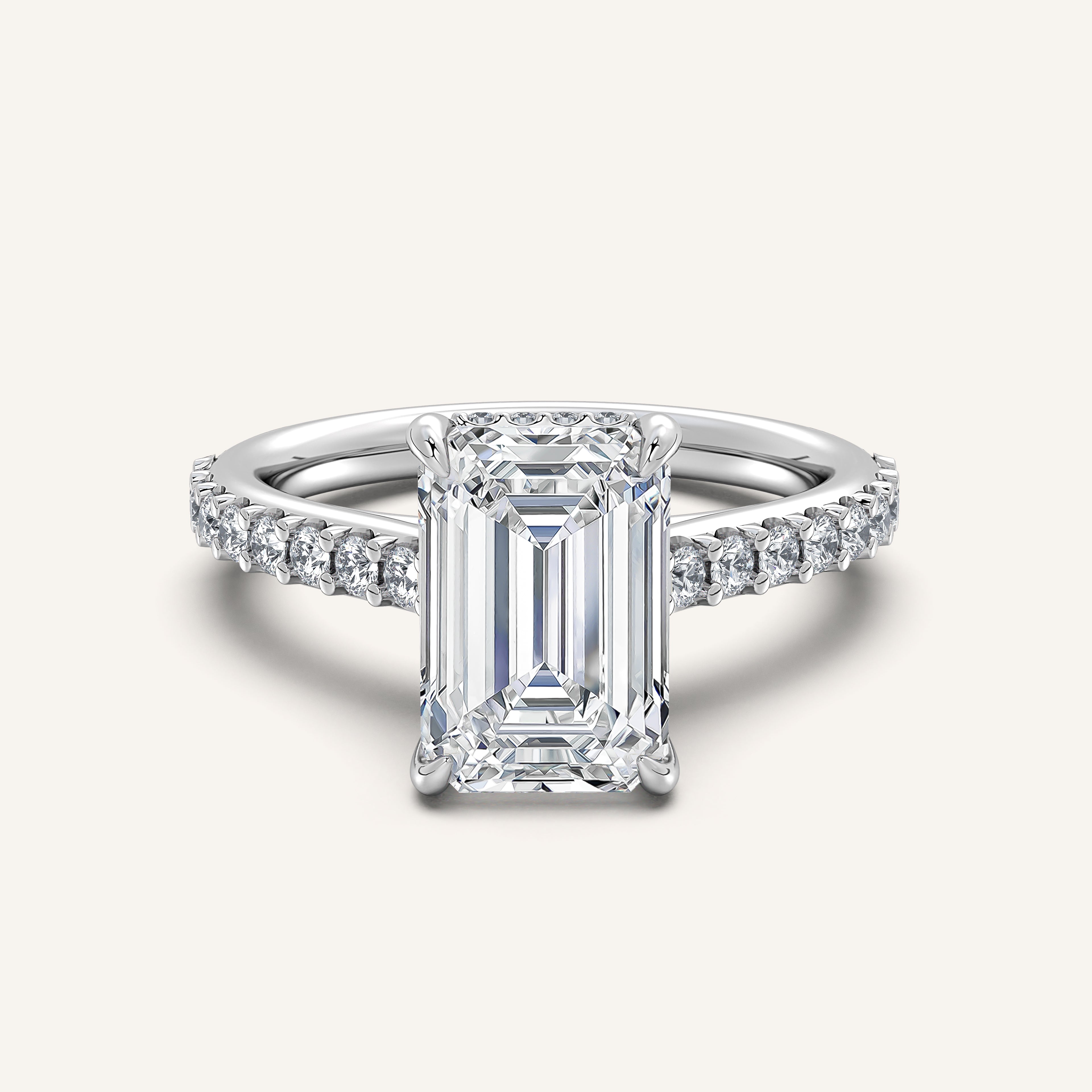 shape: Emerald | metal: White Gold, Platinum | view: 1