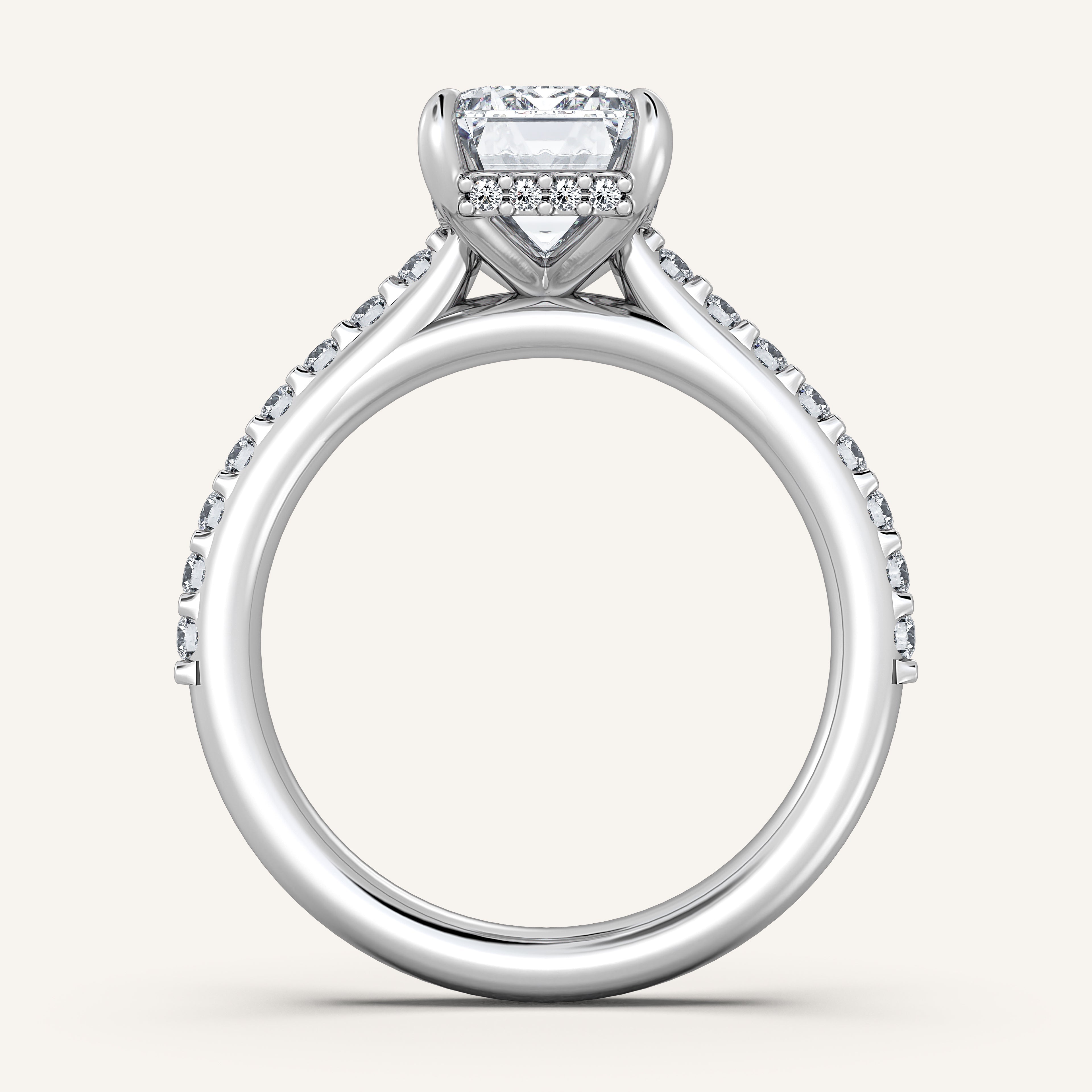 shape: Emerald | metal: White Gold, Platinum | view: 3