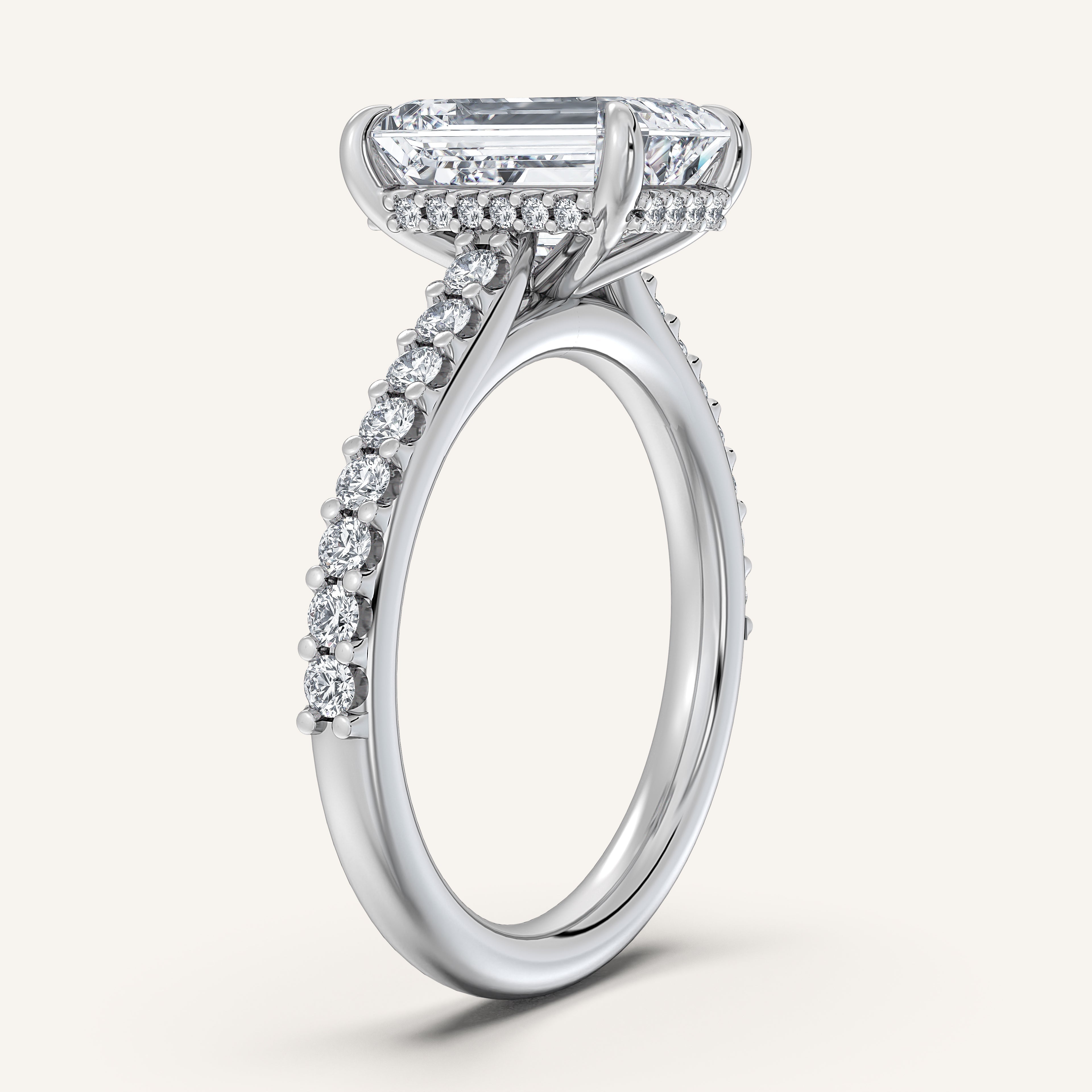 shape: Emerald | metal: White Gold, Platinum | view: 2
