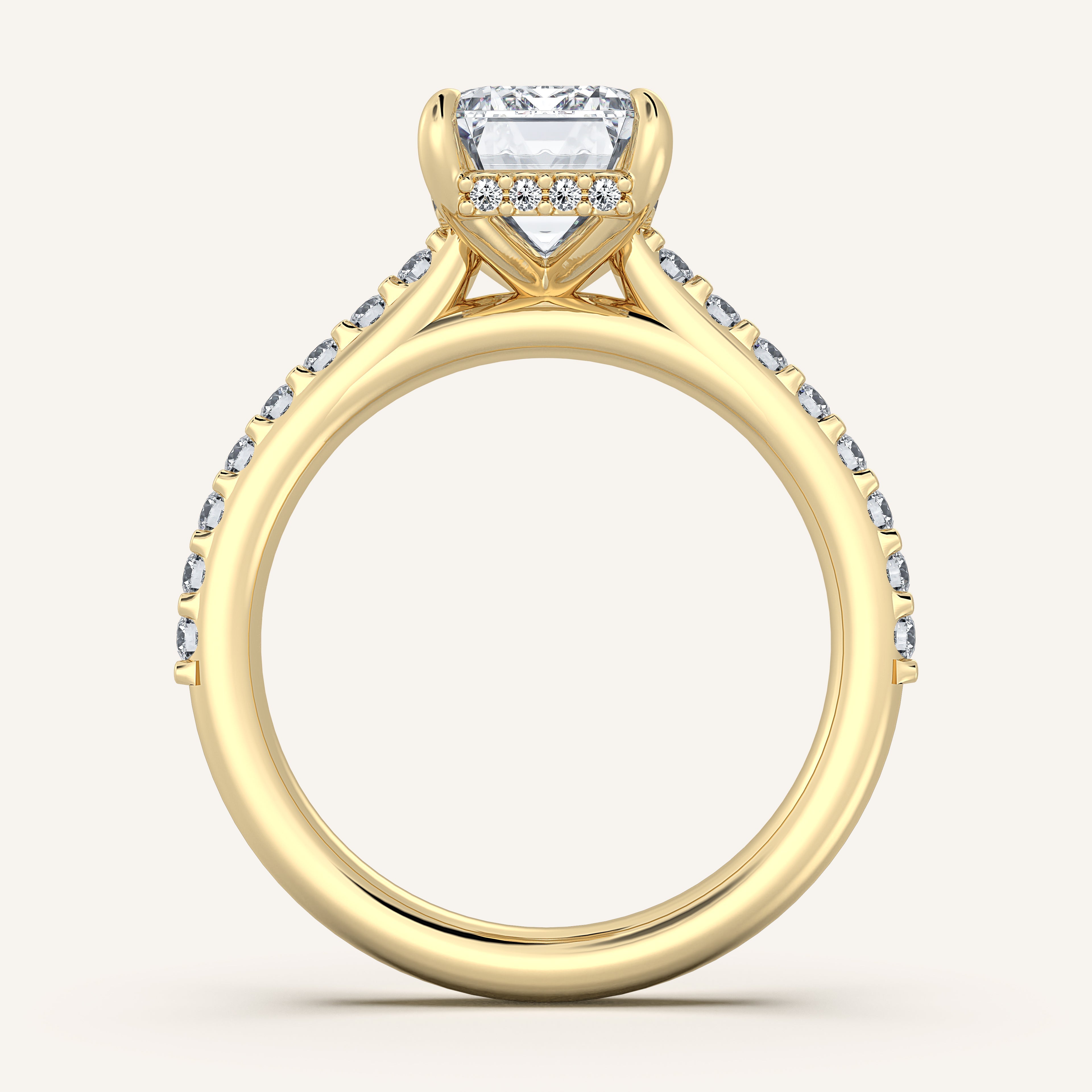 shape: Emerald | metal: Yellow Gold | view: 3