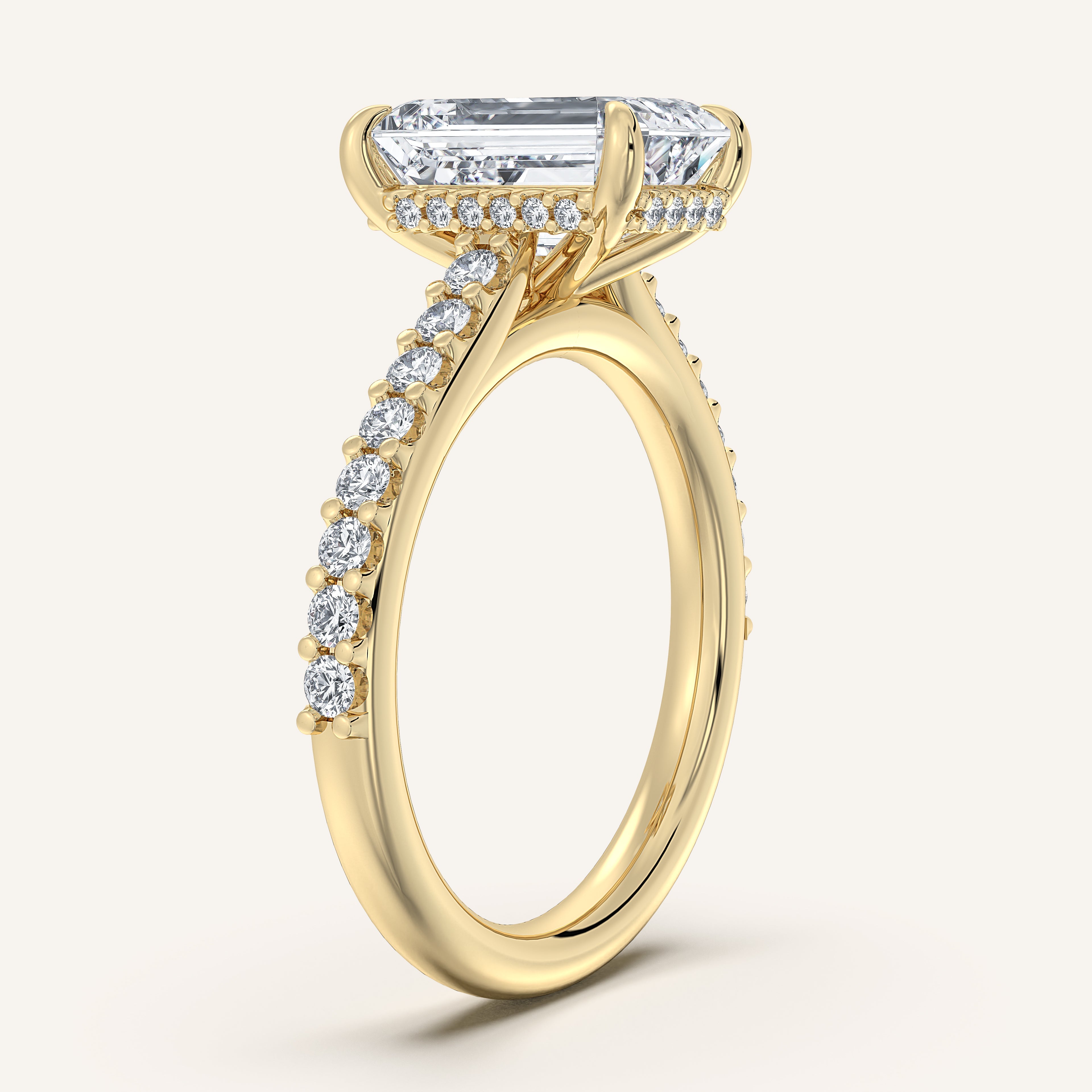 shape: Emerald | metal: Yellow Gold | view: 2