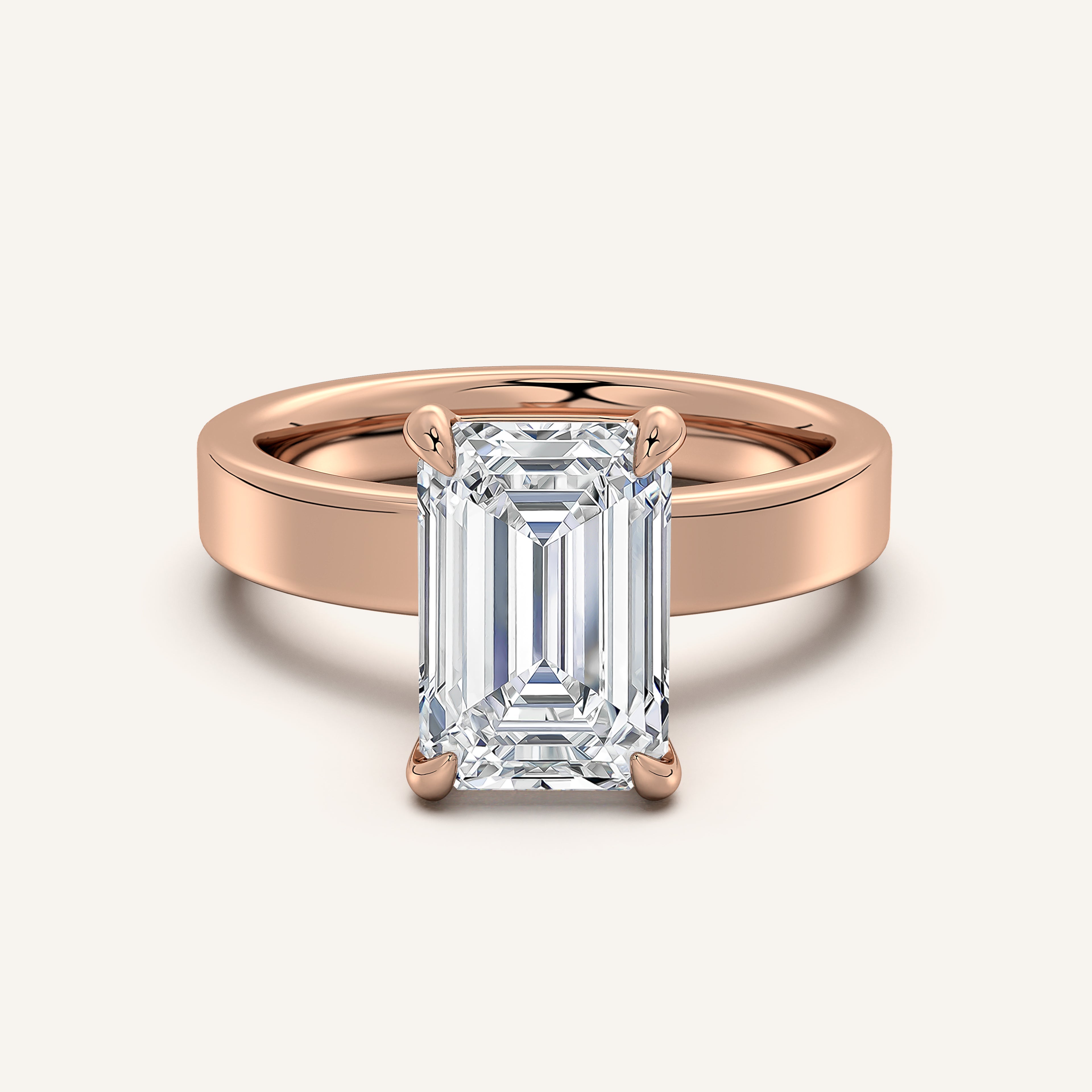 shape: Emerald | metal: Rose Gold | view: 1