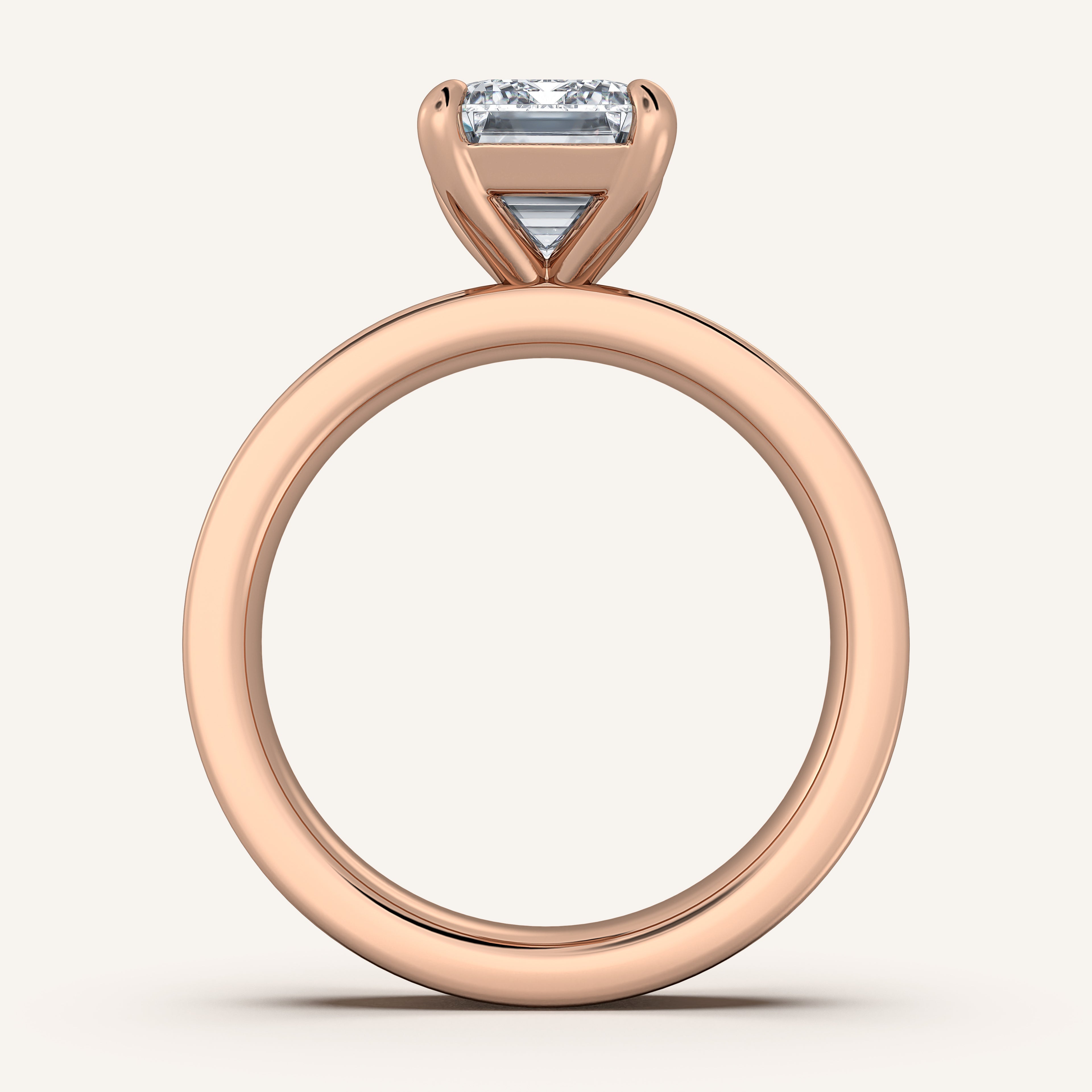 shape: Emerald | metal: Rose Gold | view: 3