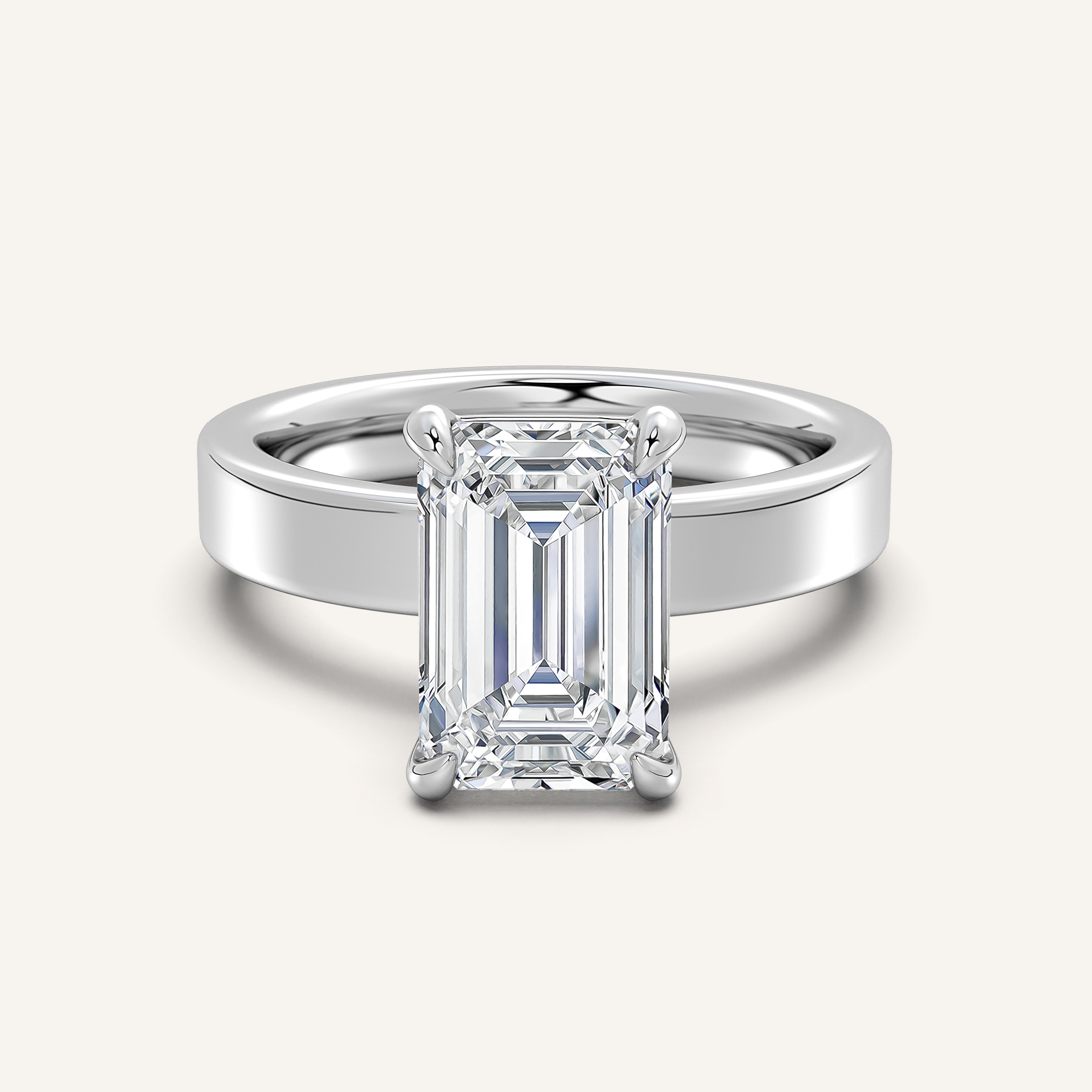 shape: Emerald | metal: White Gold, Platinum | view: 1