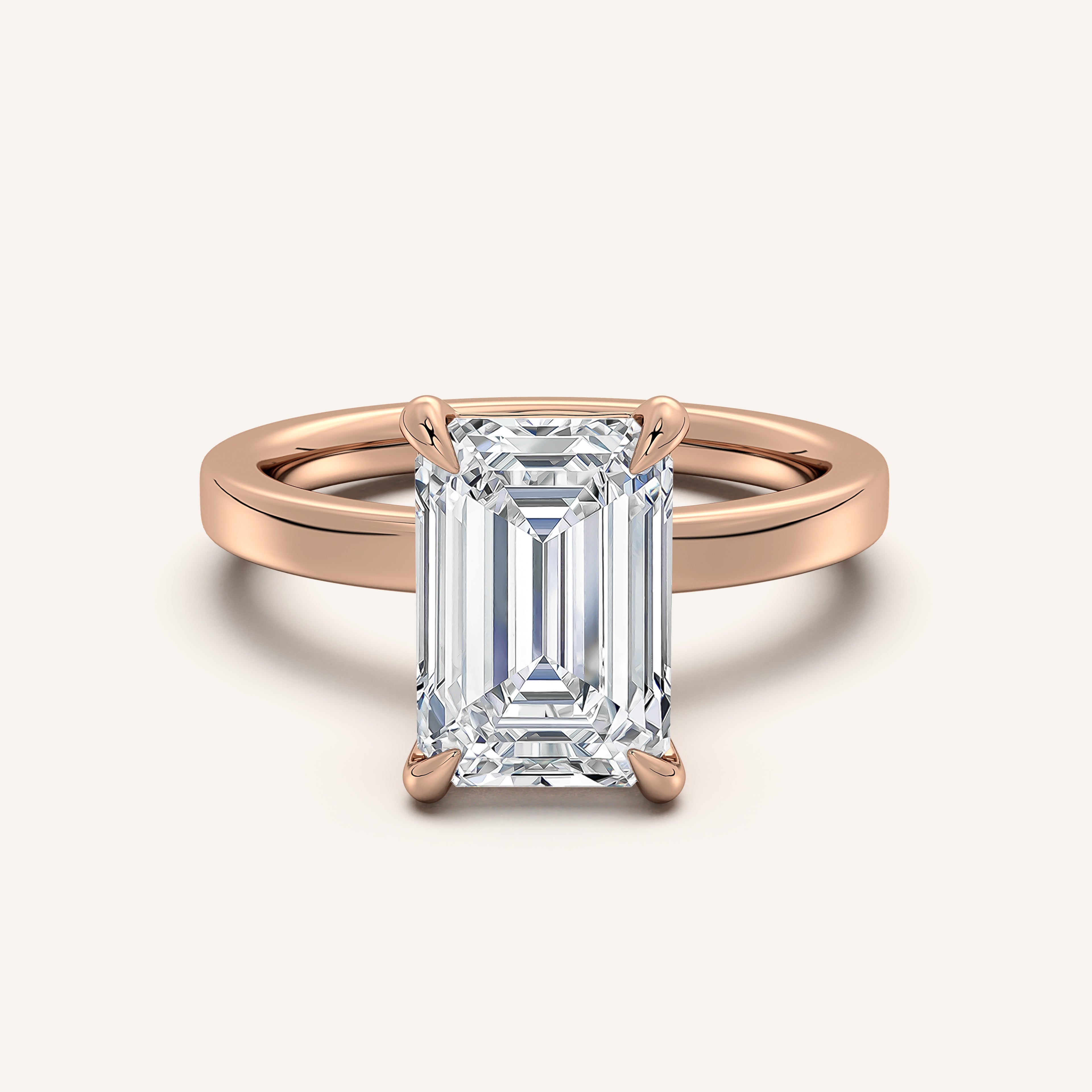 shape: Emerald | metal: Rose Gold | view: 1
