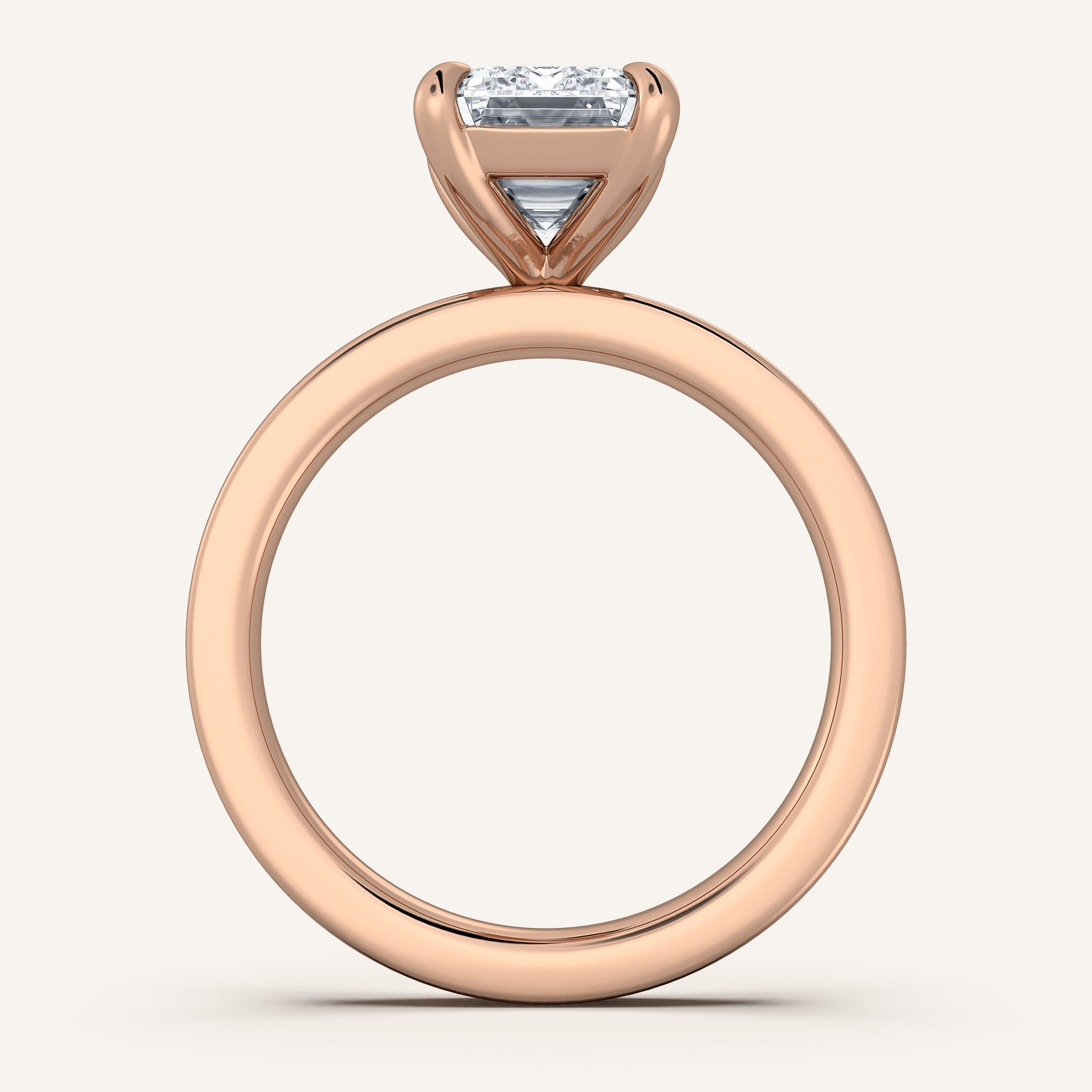 shape: Emerald | metal: Rose Gold | view: 3