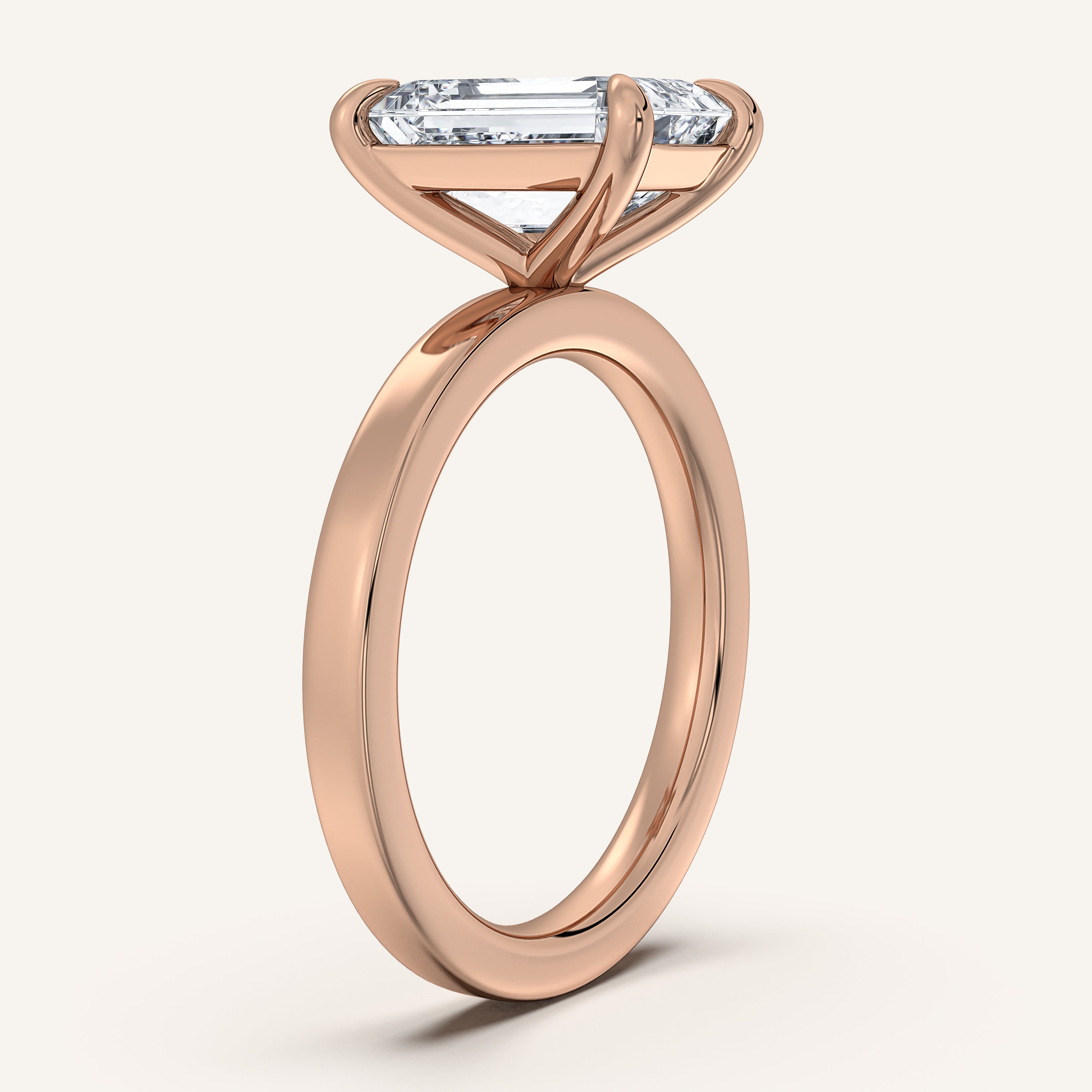 shape: Emerald | metal: Rose Gold | view: 2