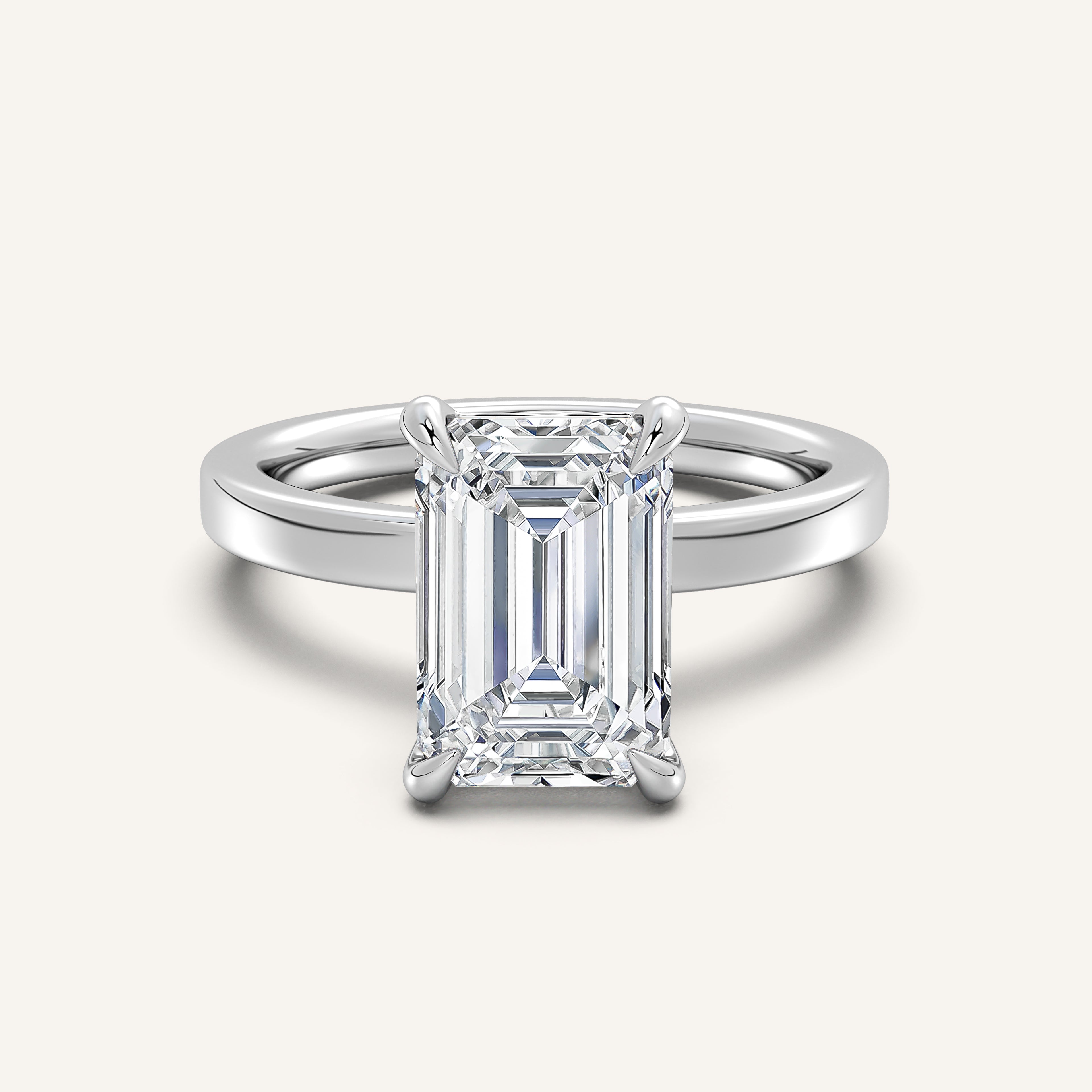 shape: Emerald | metal: White Gold, Platinum | view: 1