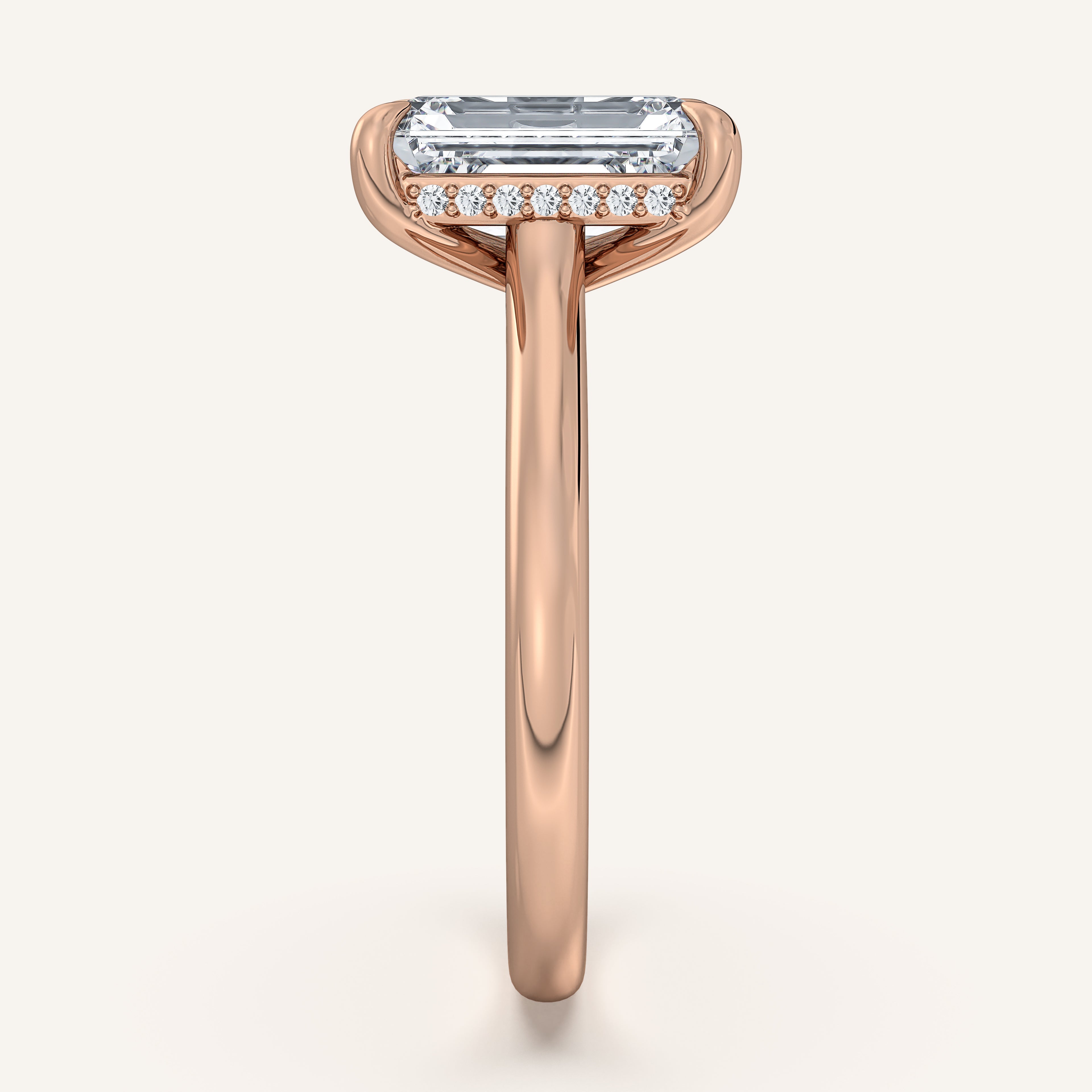 shape: Emerald | metal: Rose Gold | view: 4