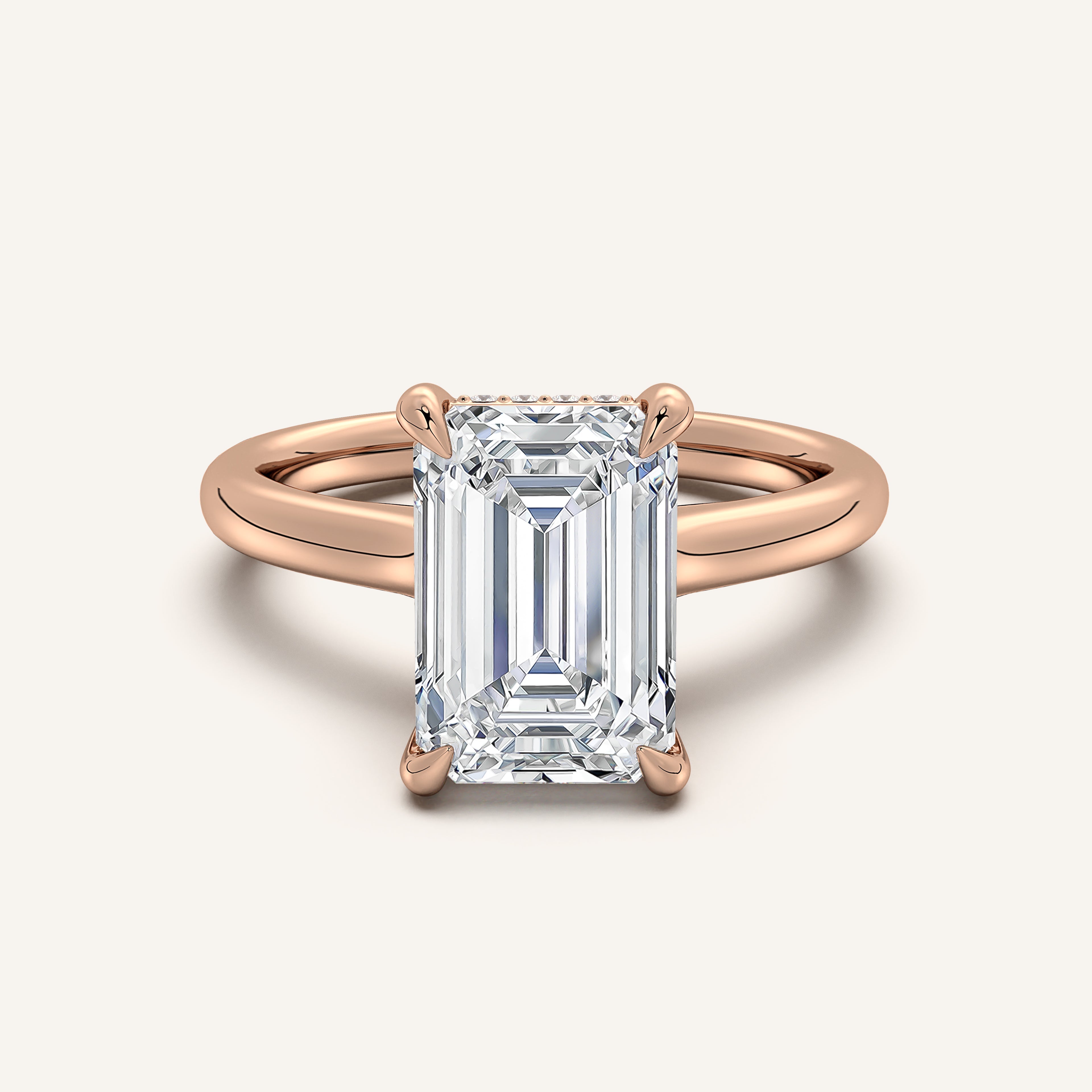 shape: Emerald | metal: Rose Gold | view: 1