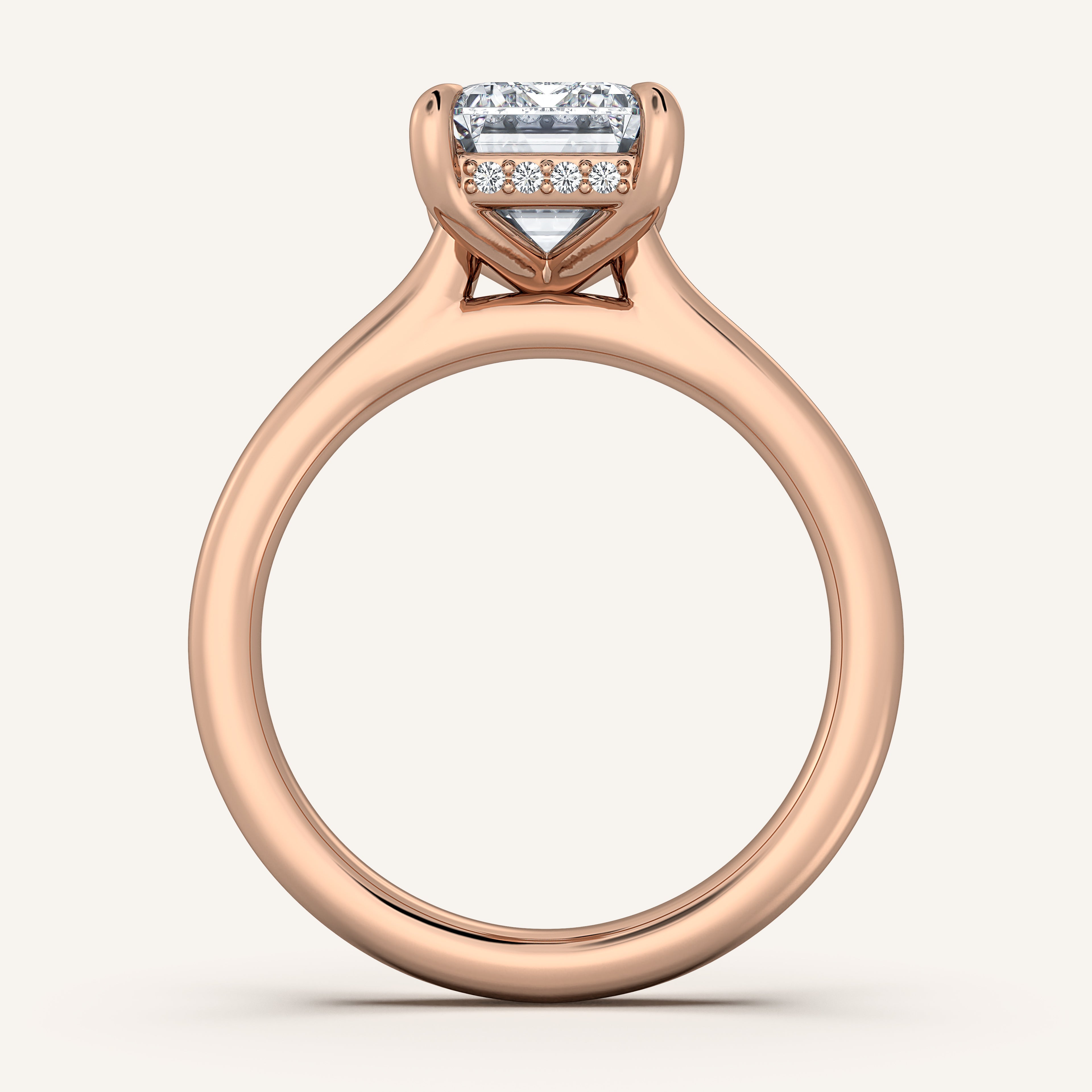 shape: Emerald | metal: Rose Gold | view: 3